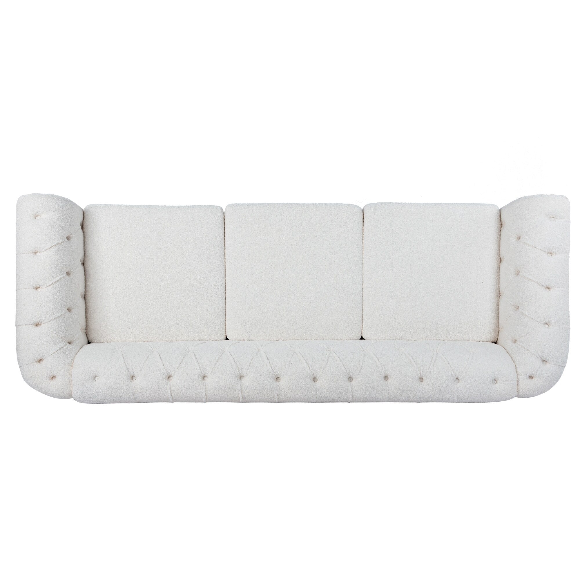 Nordic White Tufted Rolled Arm Upholstered Sofa - 32.09 x 84.65 x 28.35