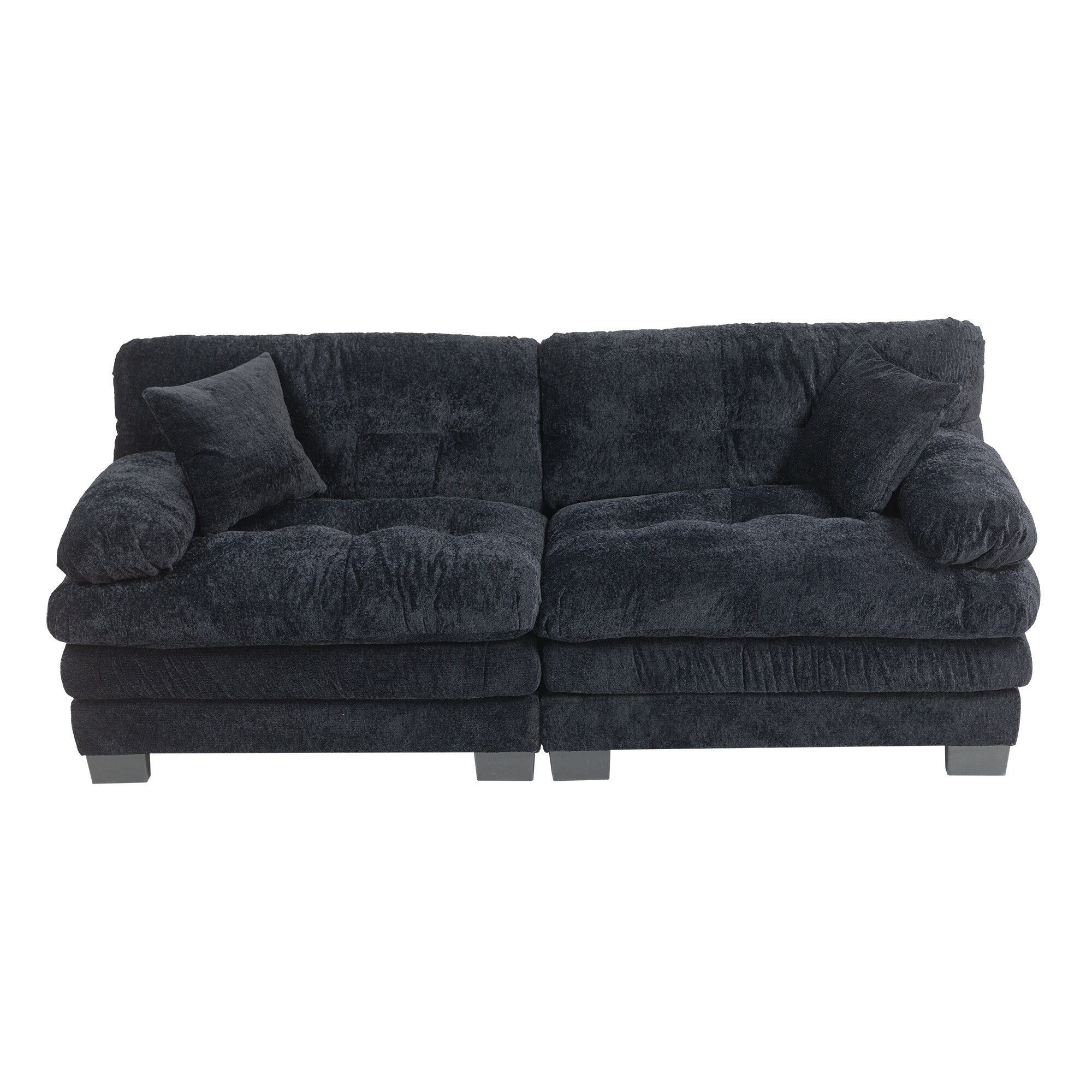 84 Upholstered 3-Seater Sofa with Dual-Layer Memory Foam Cushioning, and Complimentary Comfort Pillows