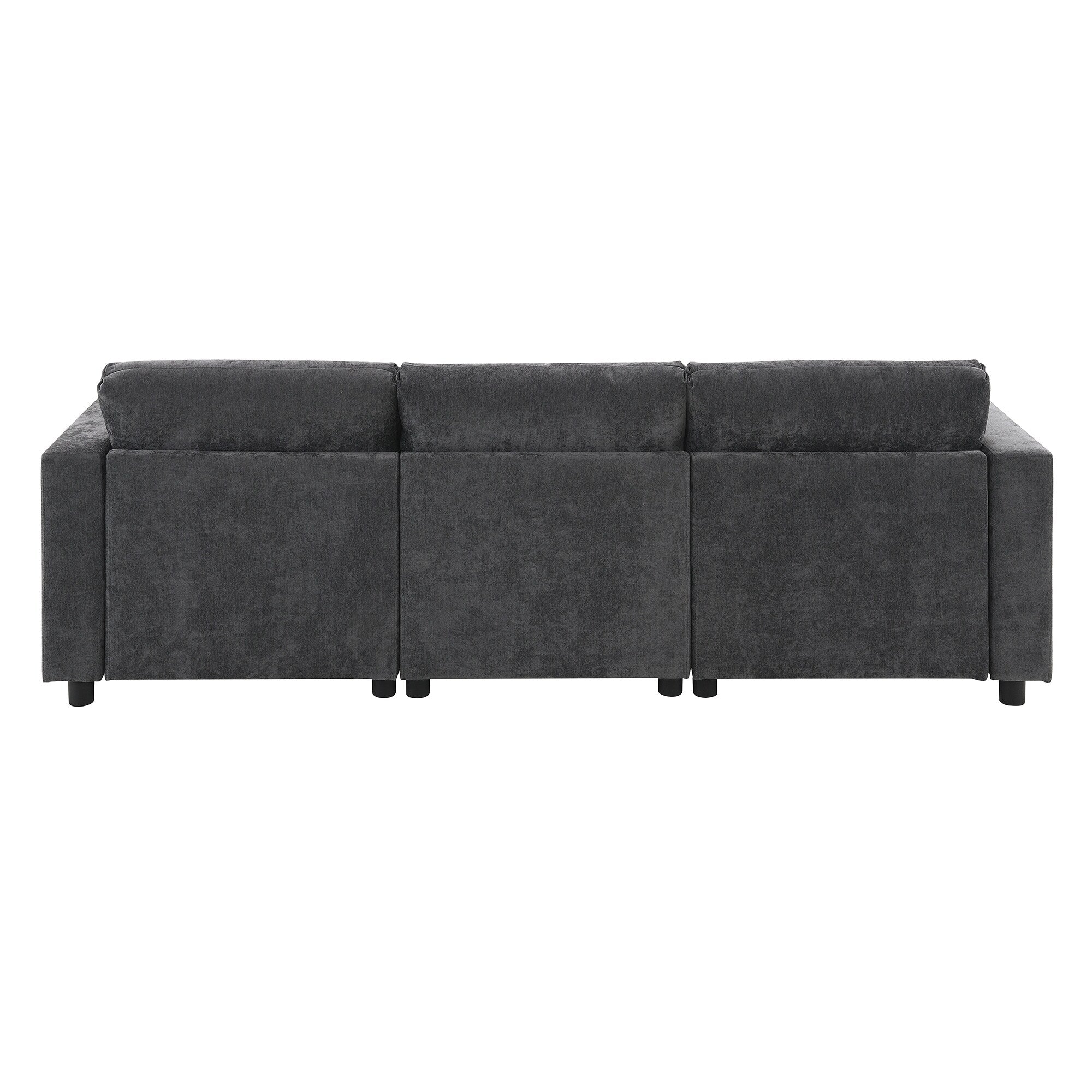 86.5-Inch U-Shaped Chenille Sectional Sofa with Storage Pockets, 2 Movable Ottomans and Throw Pillows for Living Room