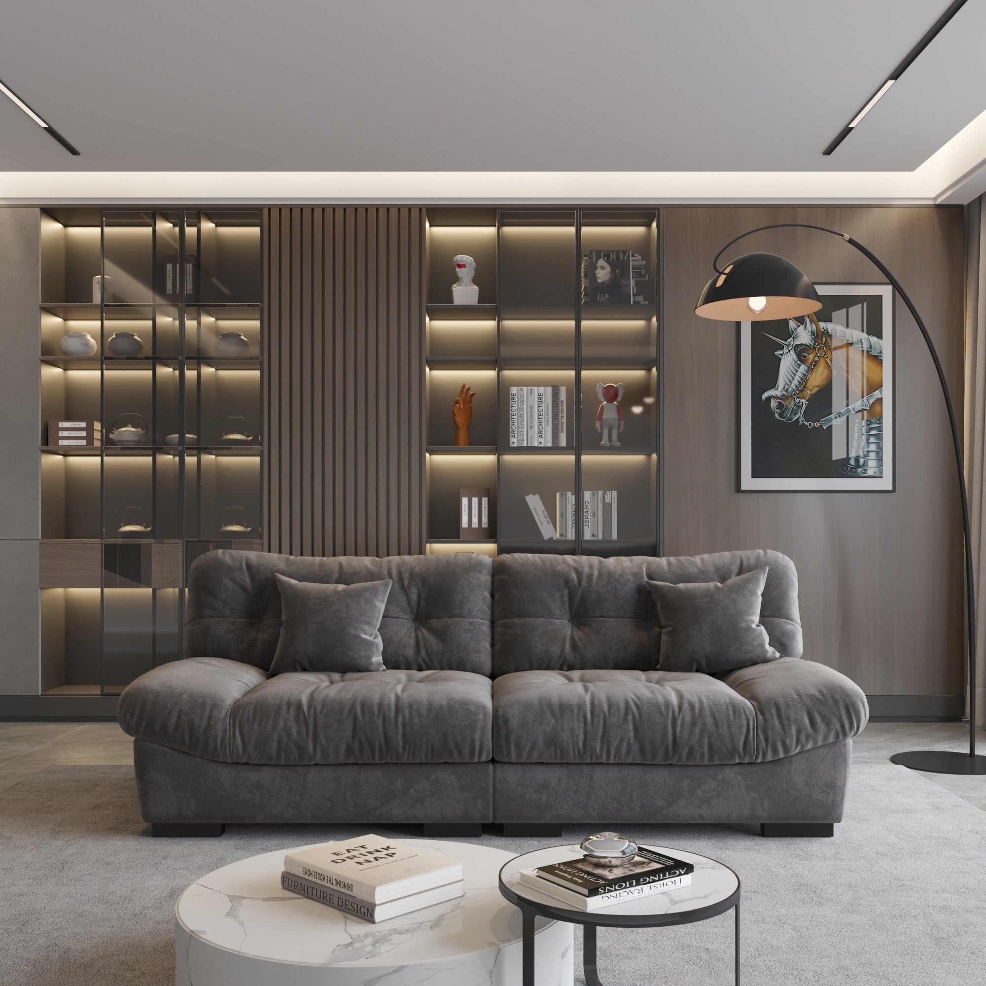 89 Fluffy Cloud Couches Sectional, Modern Minimalist Sofas With Two Pillows