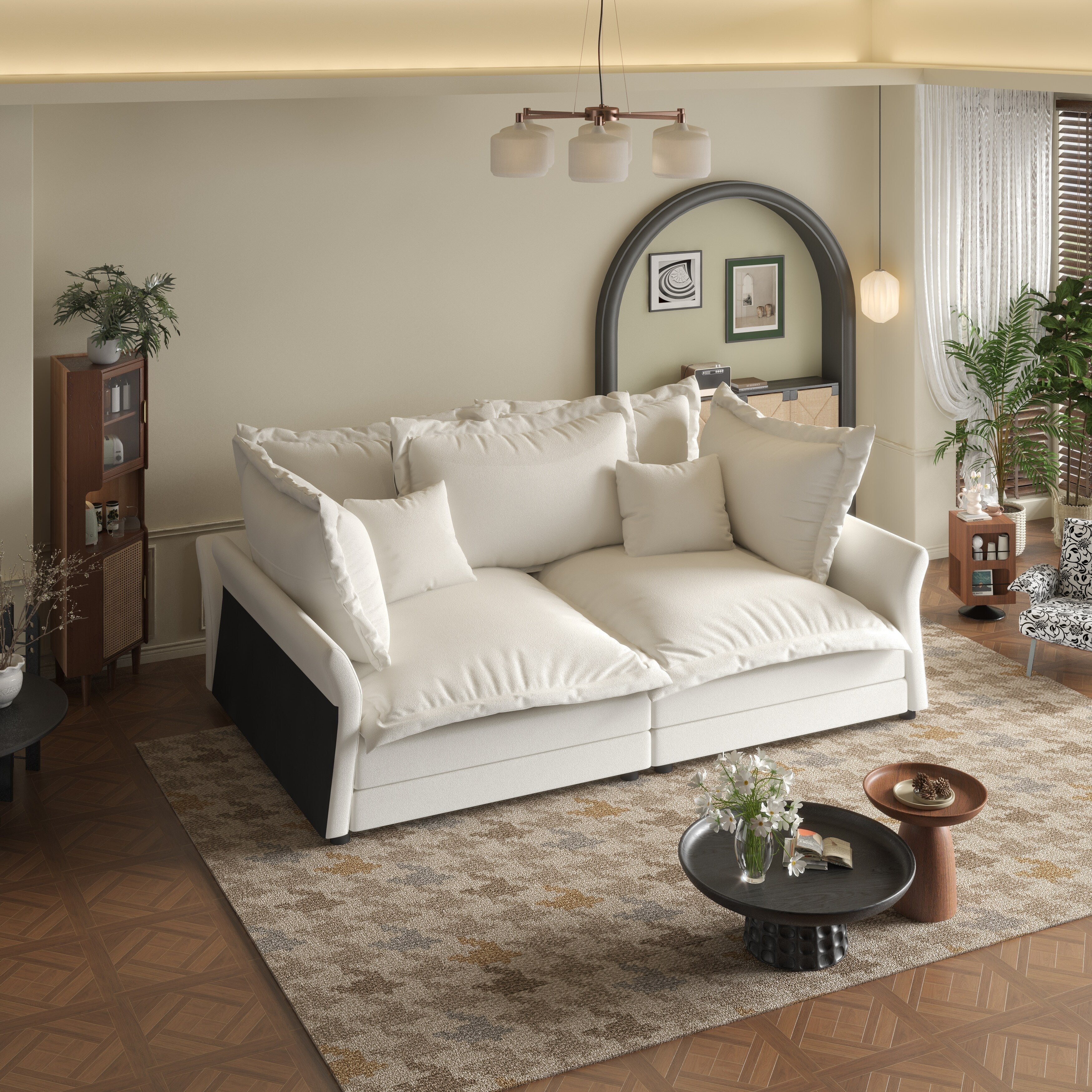90.55 Modern Deep Seat Sofa Couches with Multiple Large Soft Pillows