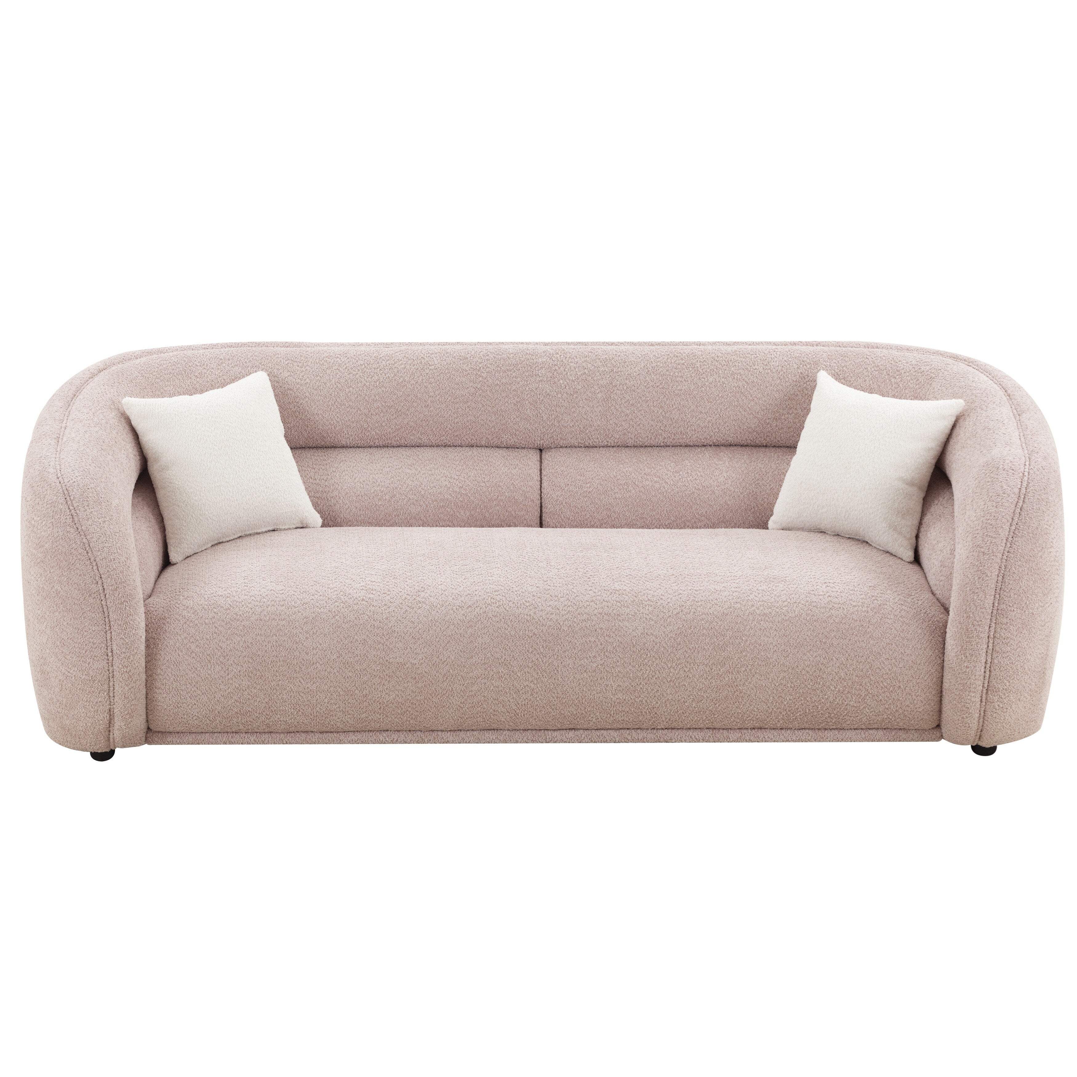 Modern Contemporary 91 Upholstered Curved Sofa With 2 Pillows for Living Room