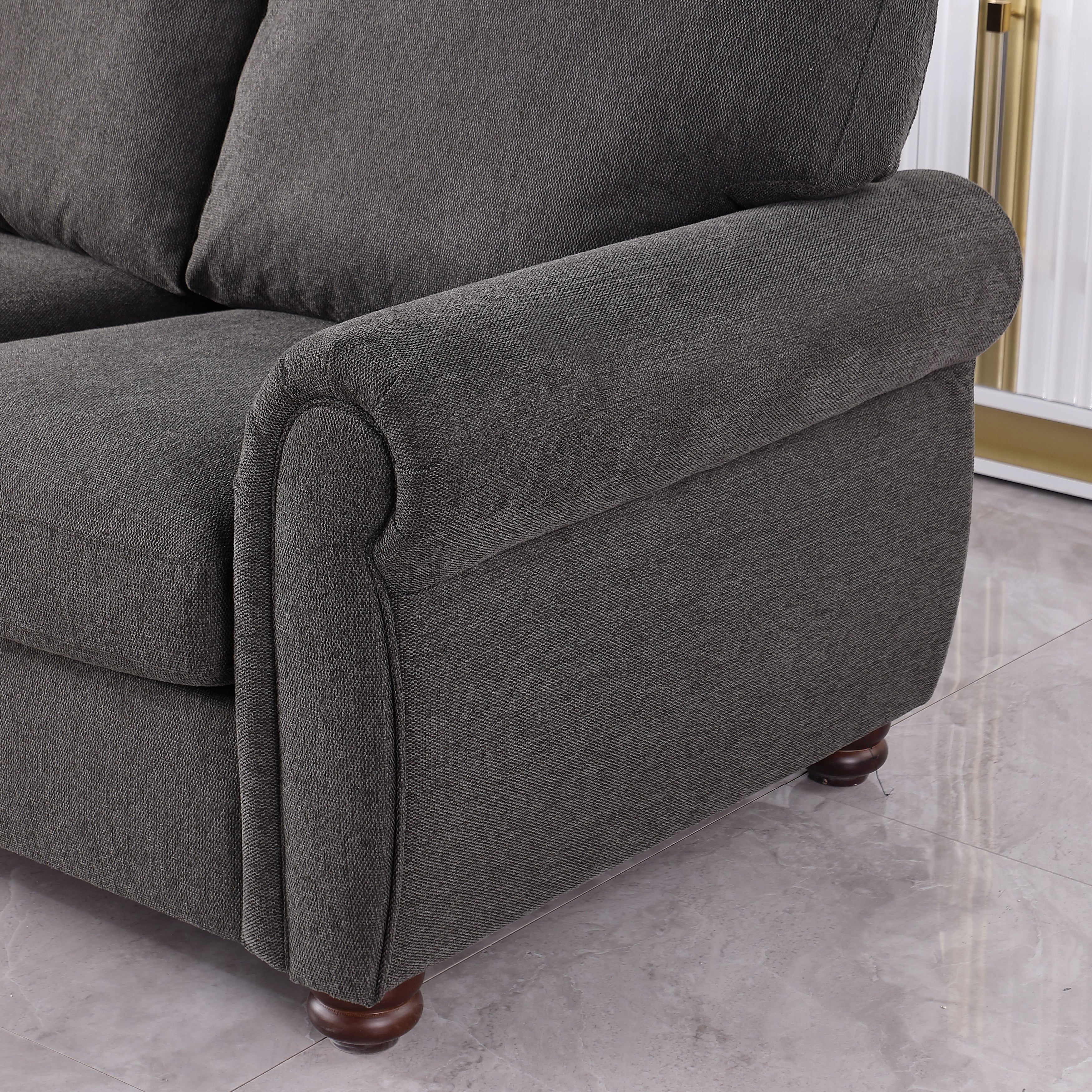 Wood Framed Chenille Fabric Sofa