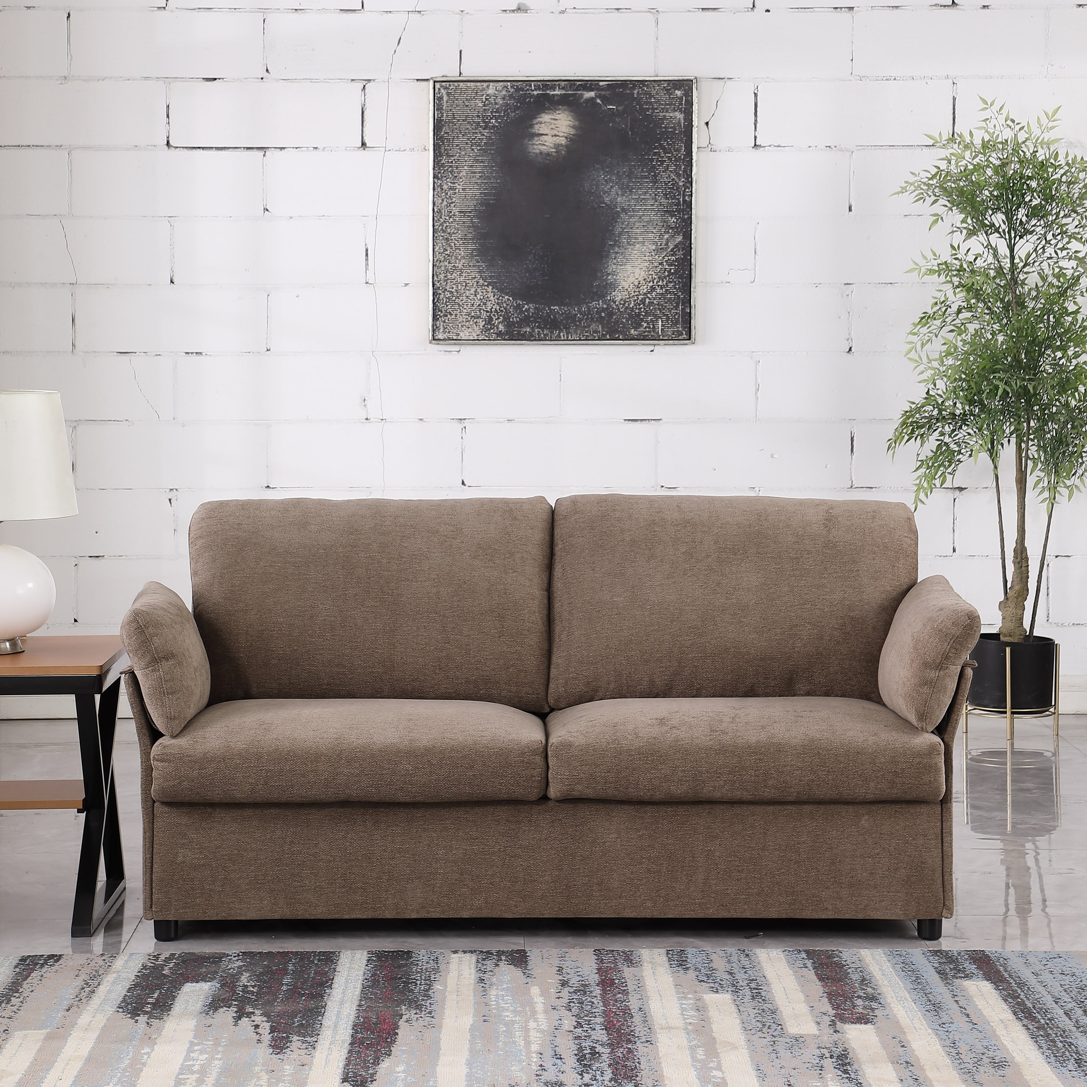 Wood Framed Chenille Fabric Sofa