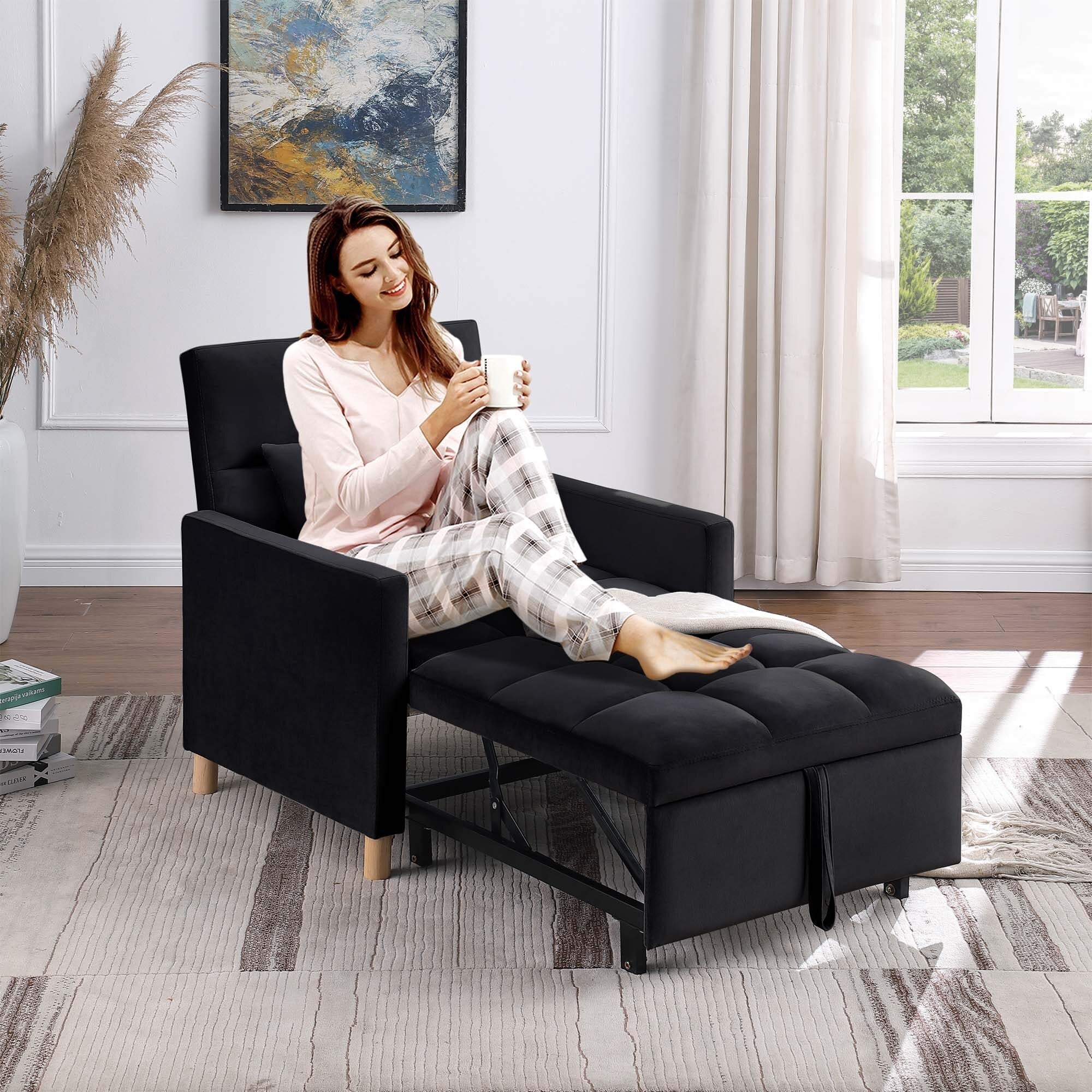 Aukfa Sleeper Chair Bed Convertible Single Sofa Chair with Pillow