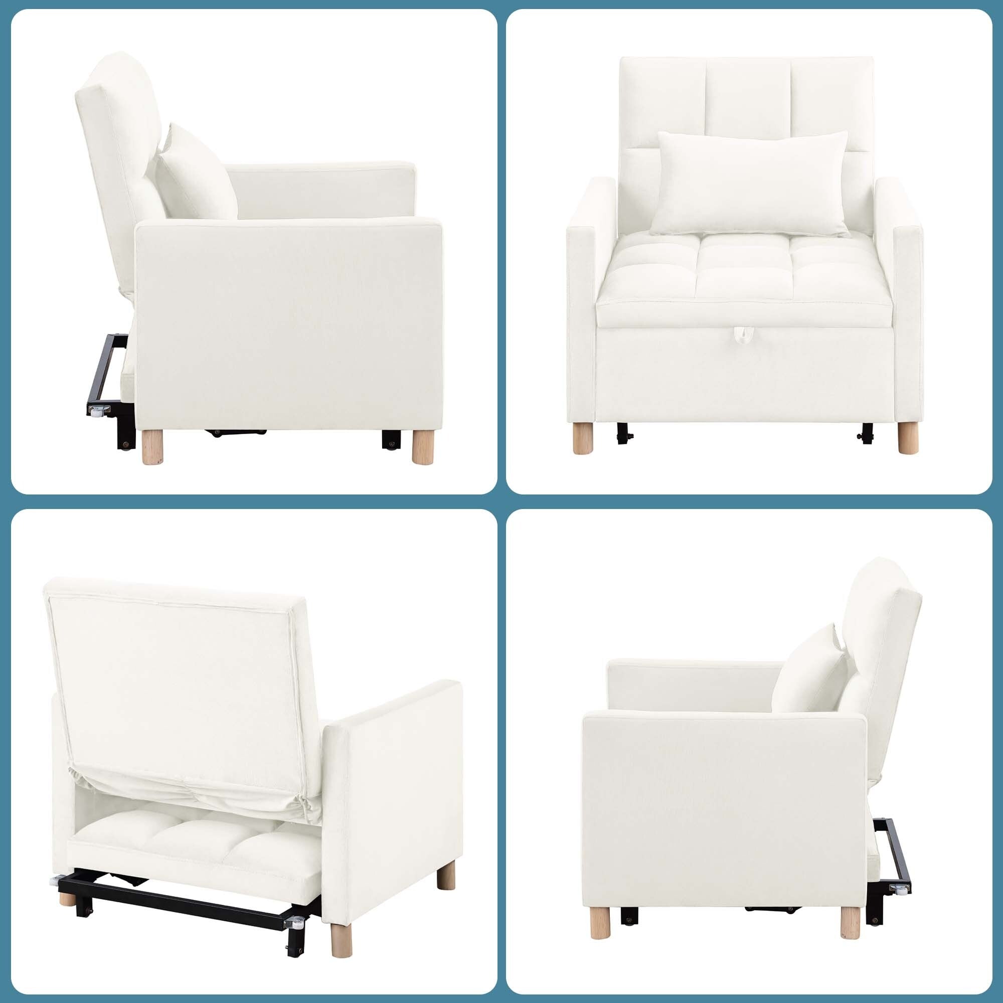 Aukfa Sleeper Chair Bed Convertible Single Sofa Chair with Pillow