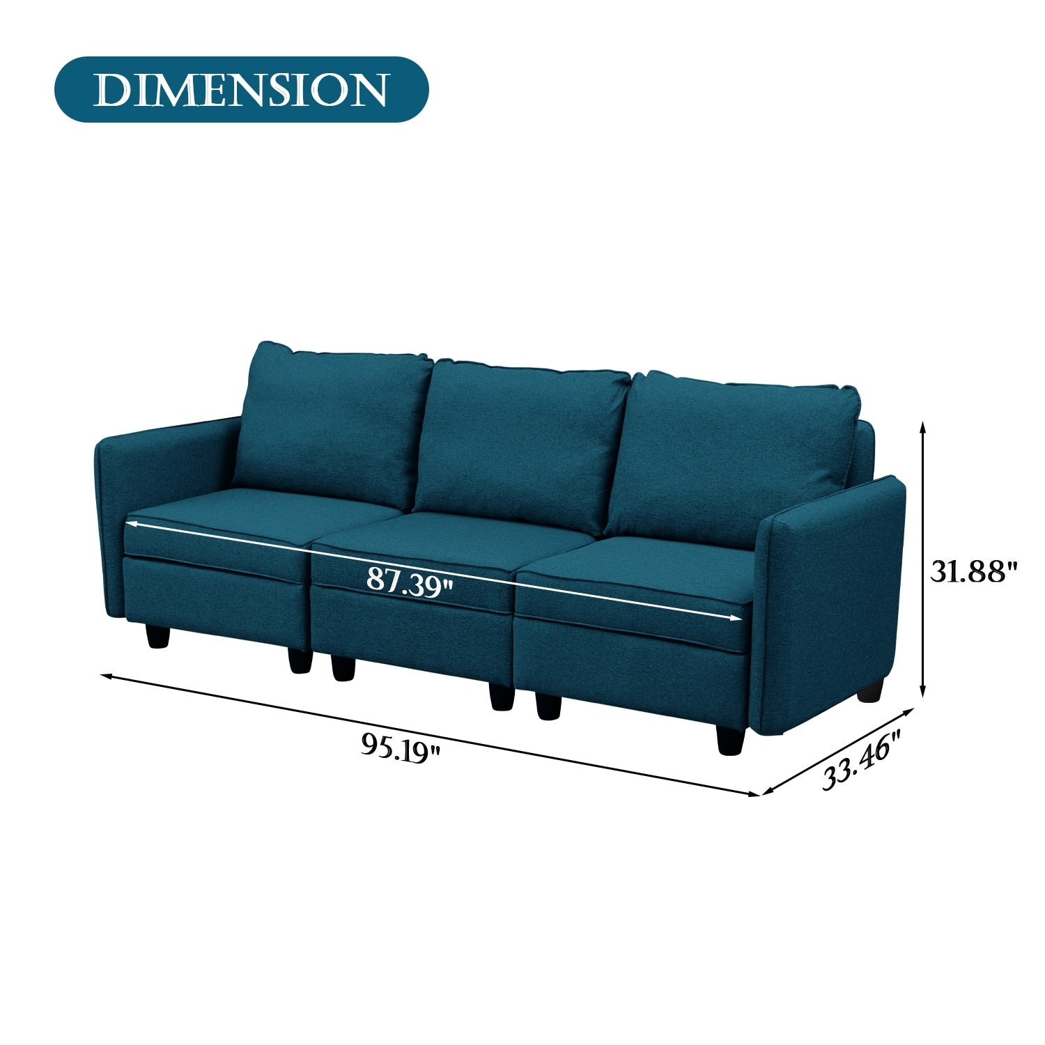 Sofa with Storage, Upholstered Sofa Couch with Modern Linen Fabric