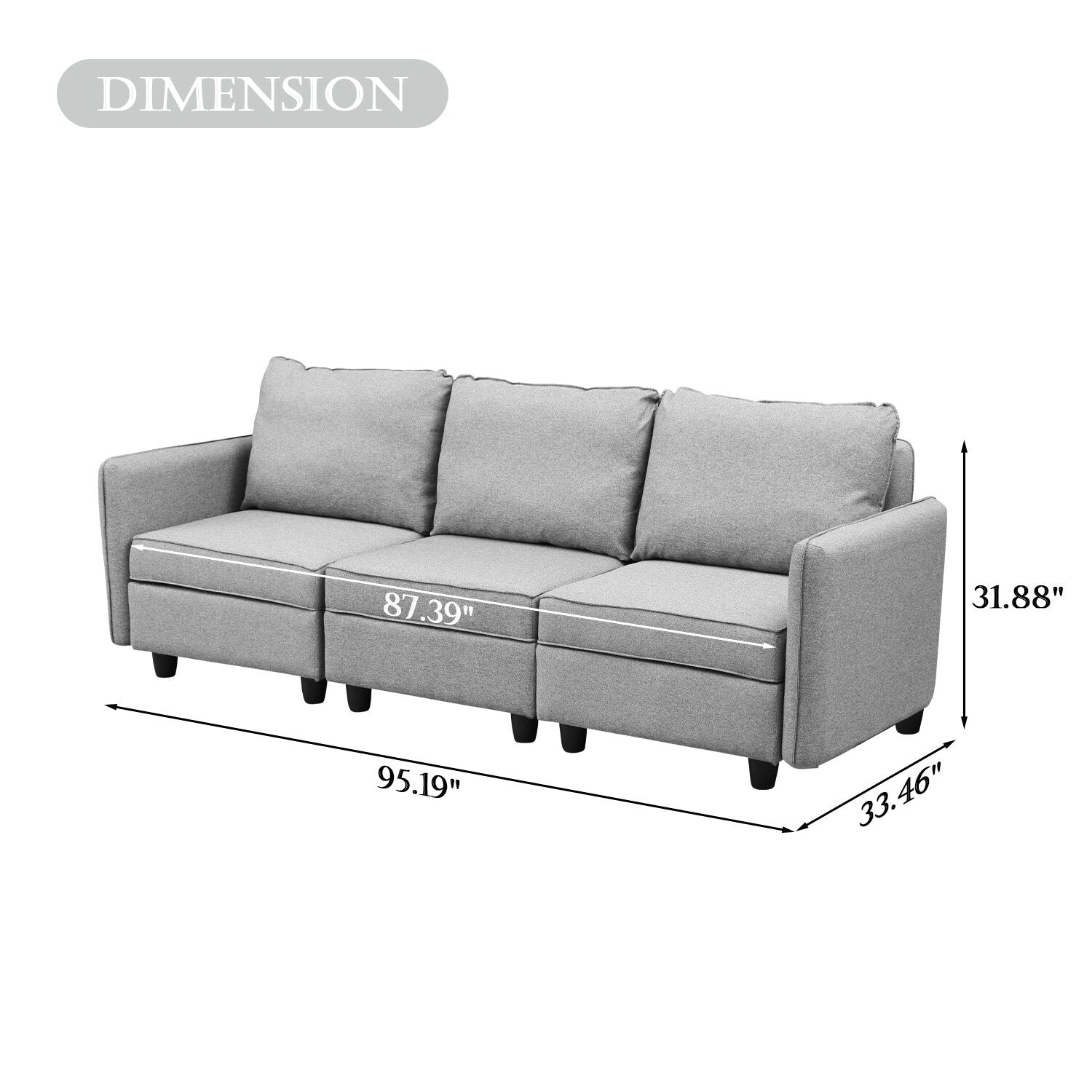Sofa with Storage, Upholstered Sofa Couch with Modern Linen Fabric
