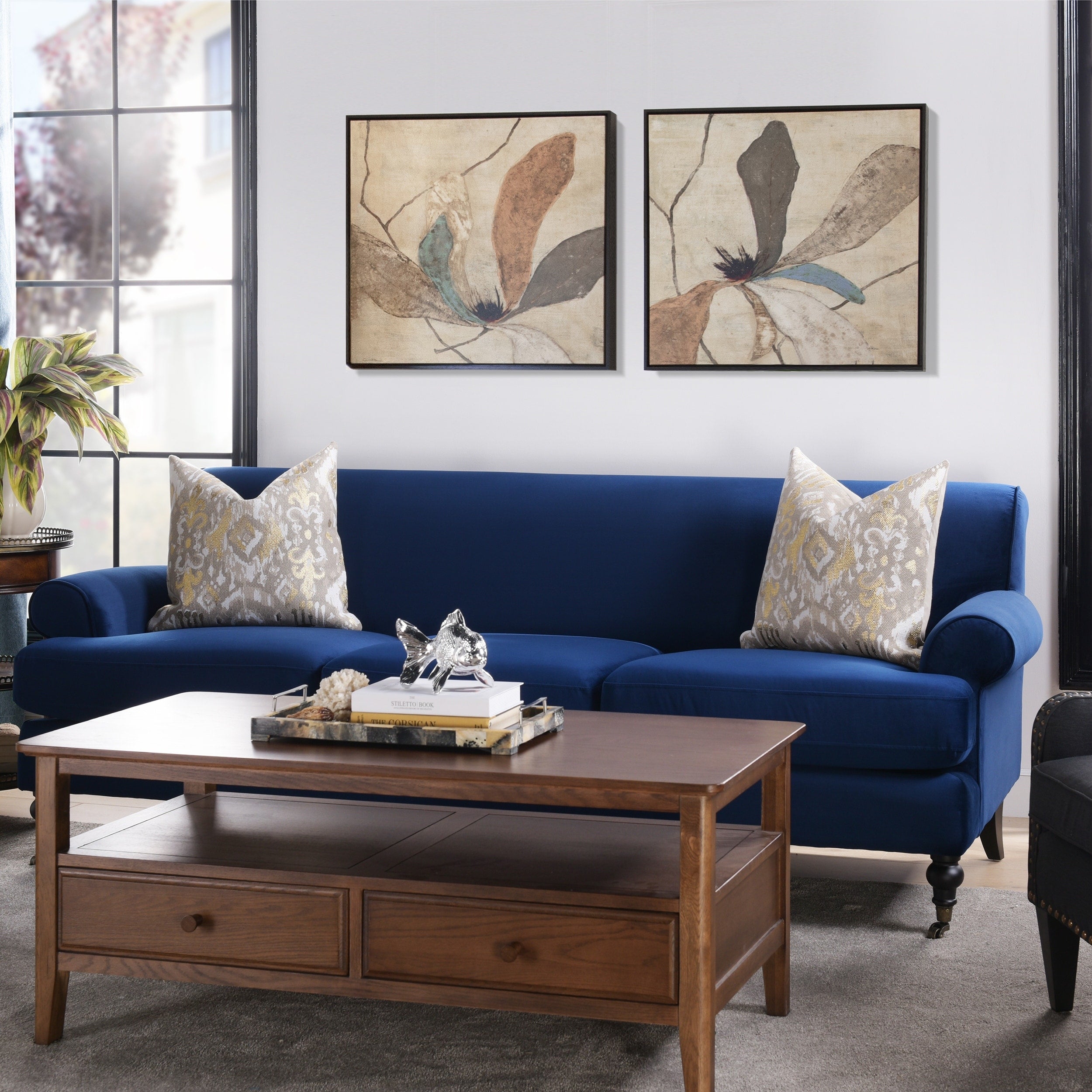 Alana Lawson 88 Inch Living Room Sofa â?Three Cushion Couch with Rolled Arms and Tight Back â?Minimal Assembly Required