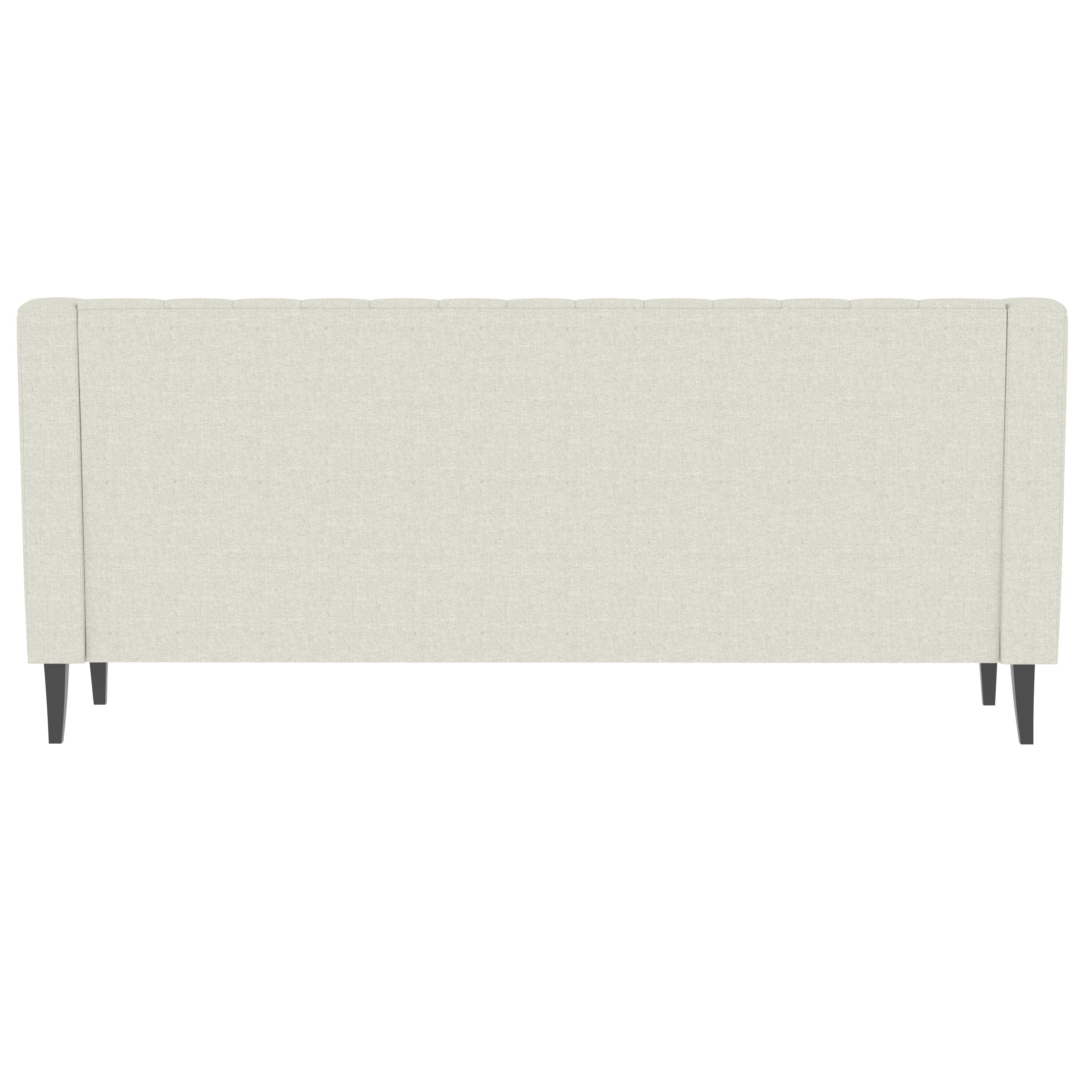 Beige 78.75 Polyester 3-Seater Sofa with Tufted Back and Cushions
