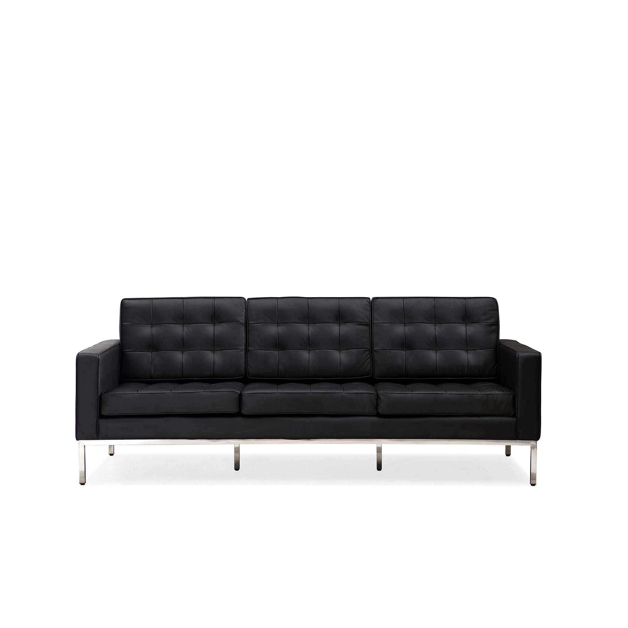 Black Leatherite Nailheads Florence 33''-83''W Multi-seat Sofa