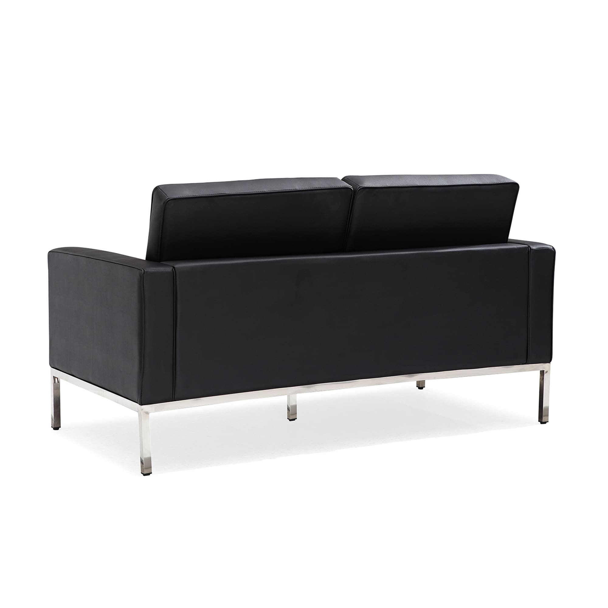 Black Leatherite Nailheads Florence 33''-83''W Multi-seat Sofa
