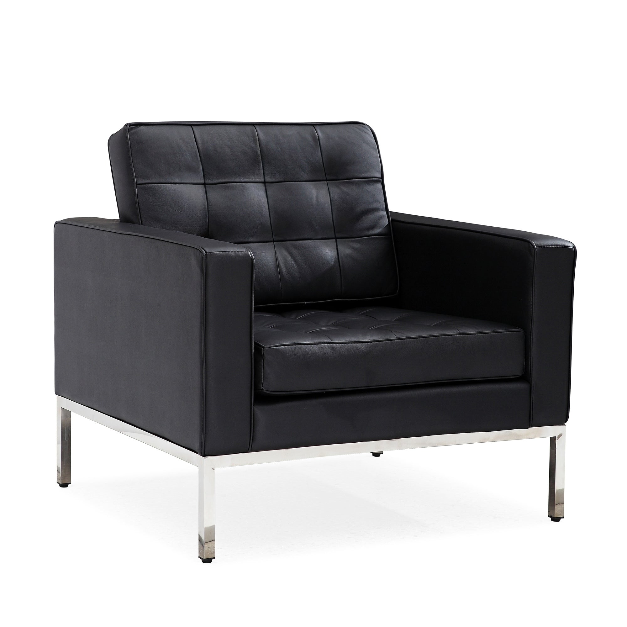Black Leatherite Nailheads Florence 33''-83''W Multi-seat Sofa