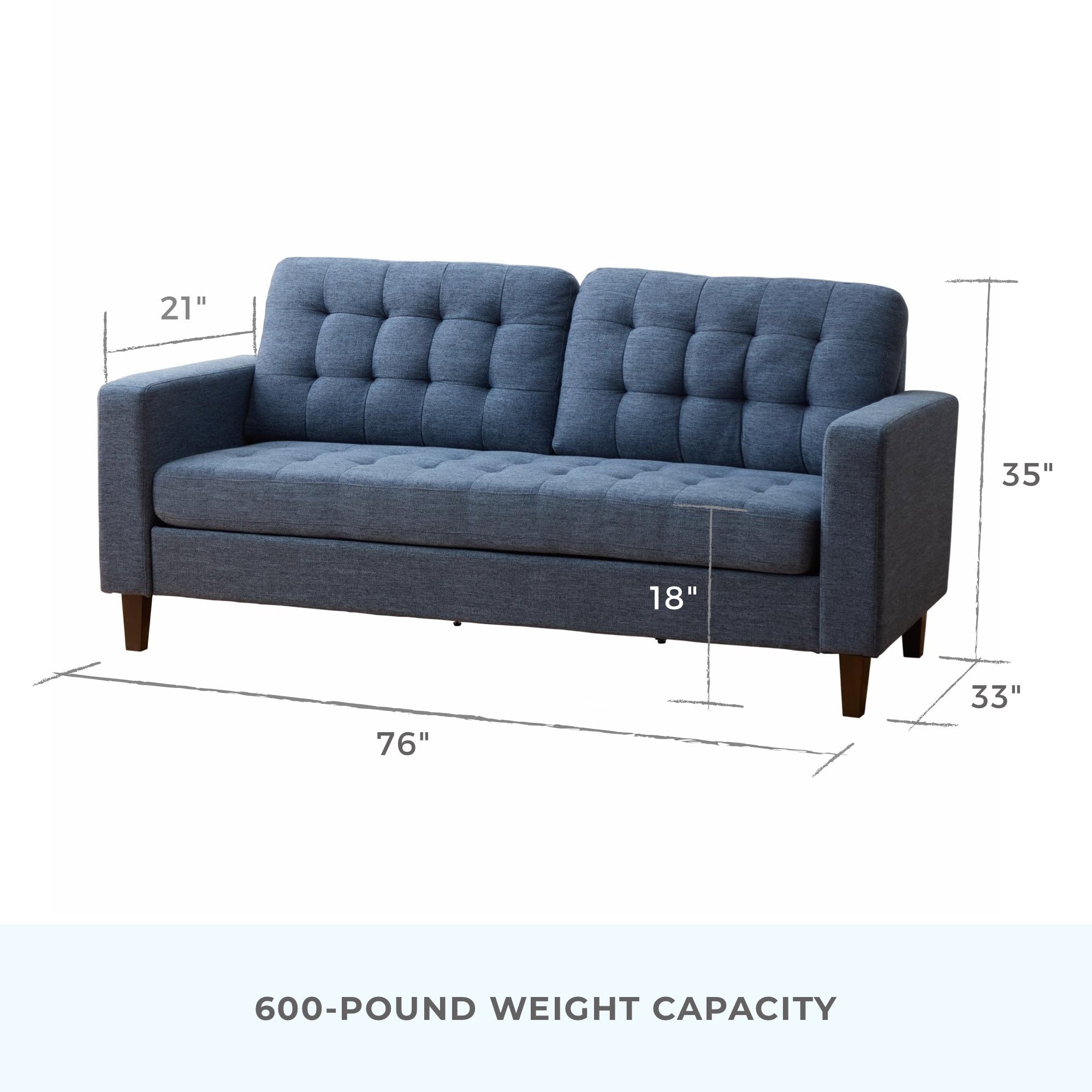 Brookside Brynn 76-in. Square-arm Faux Leather/Velvet/Fabric Sofa
