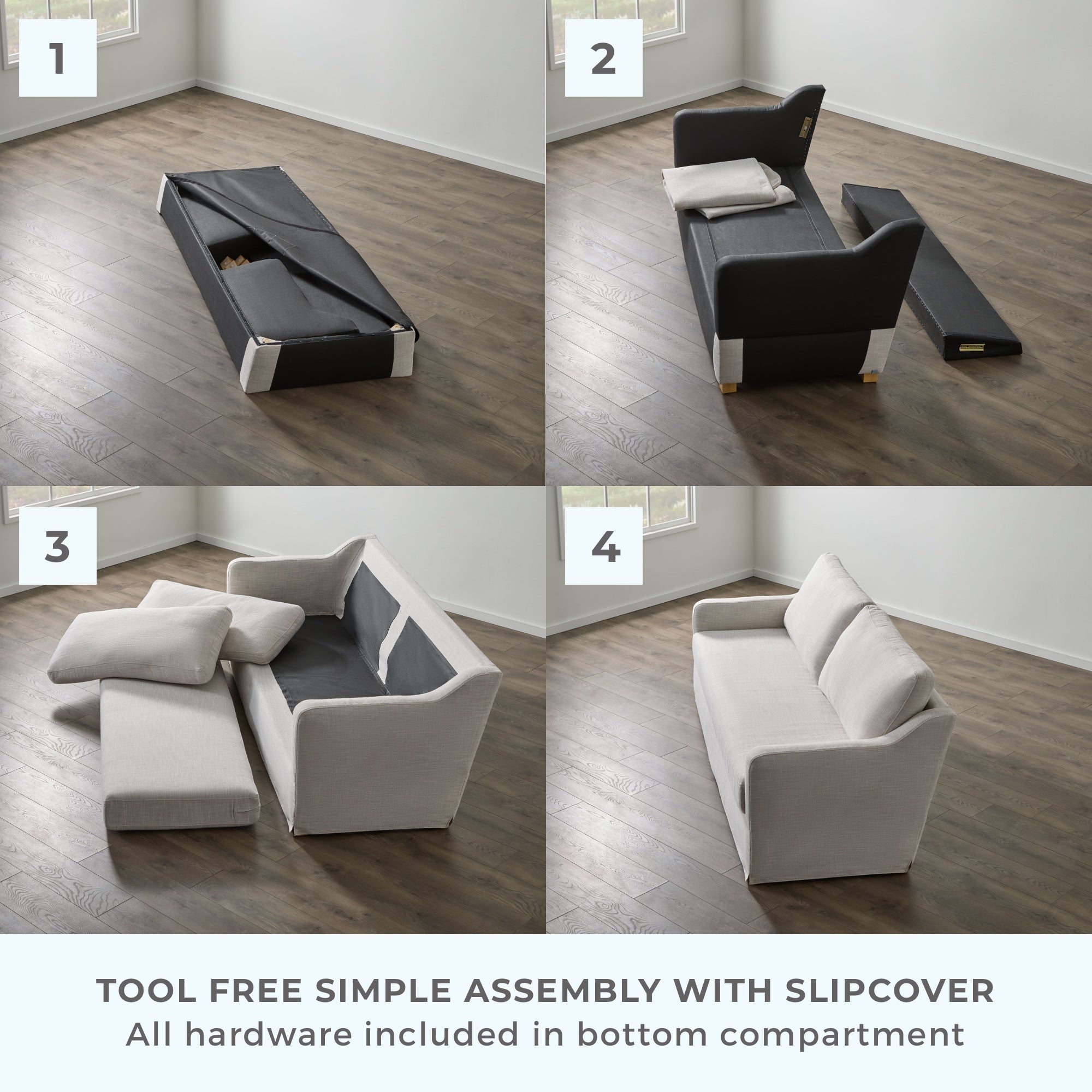 Brookside Nelle 3-Seater Upholstered Slipcover Sofa