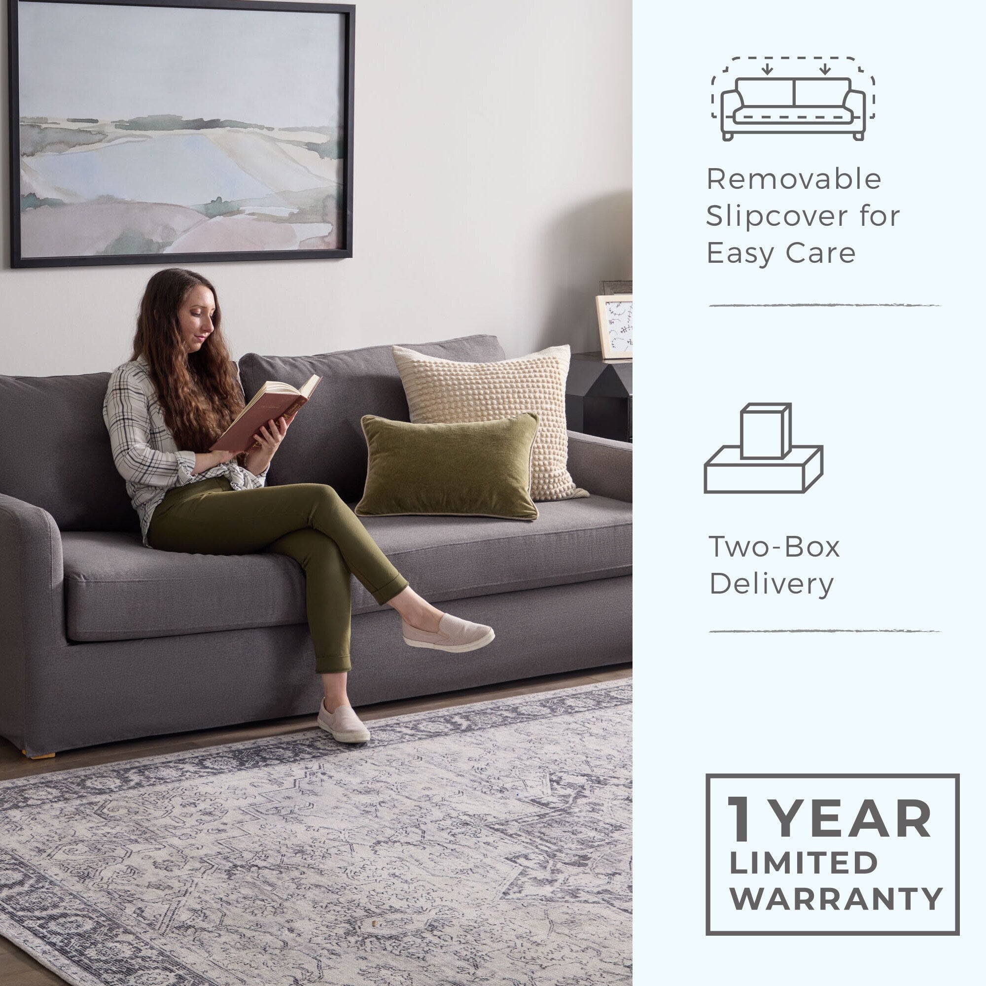 Brookside Nelle 3-Seater Upholstered Slipcover Sofa