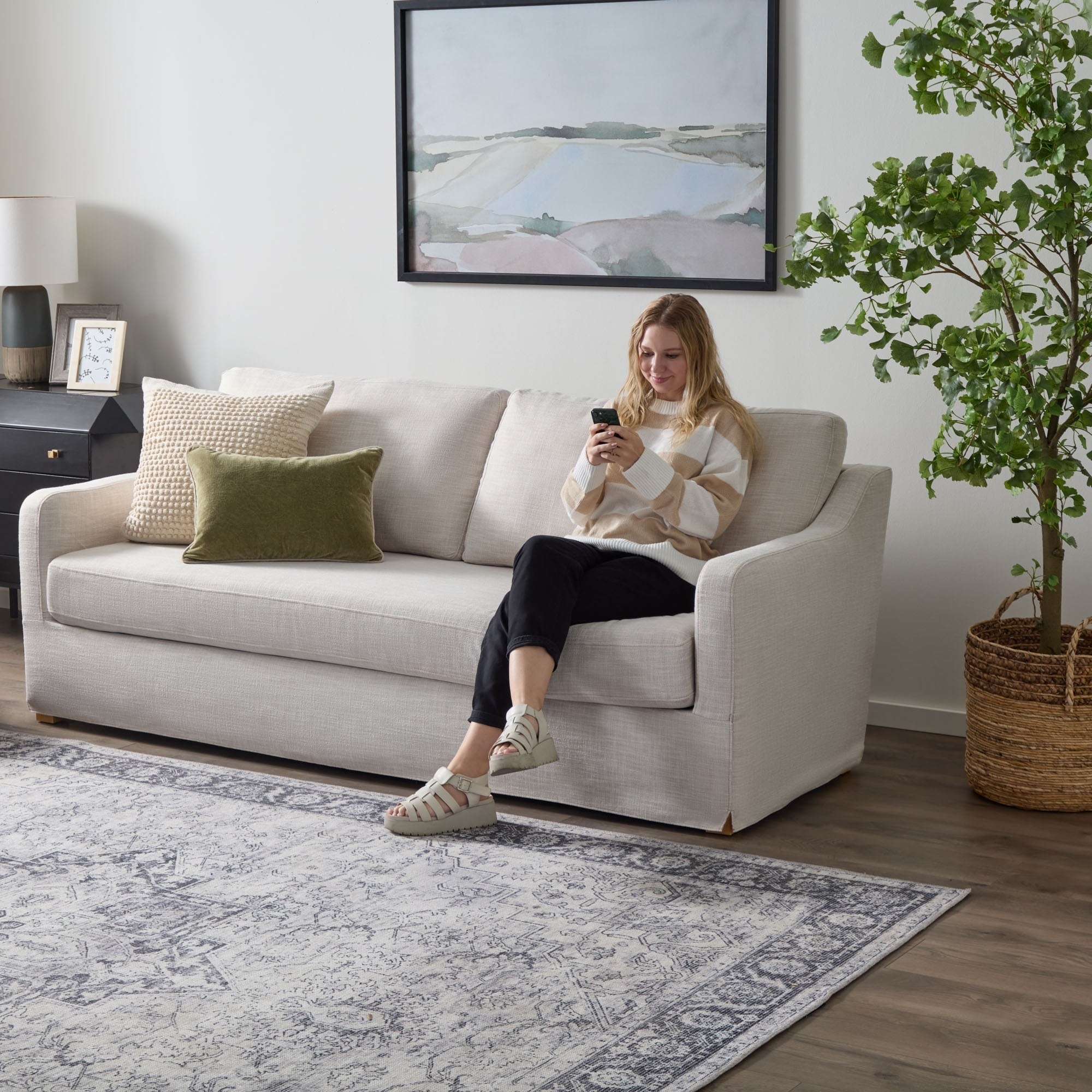 Brookside Nelle 3-Seater Upholstered Slipcover Sofa