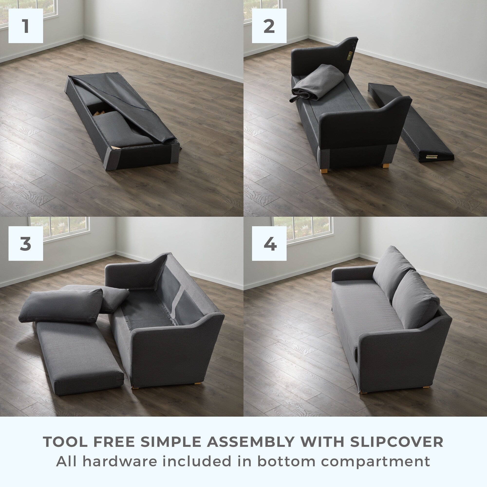 Brookside Nelle 3-Seater Upholstered Slipcover Sofa
