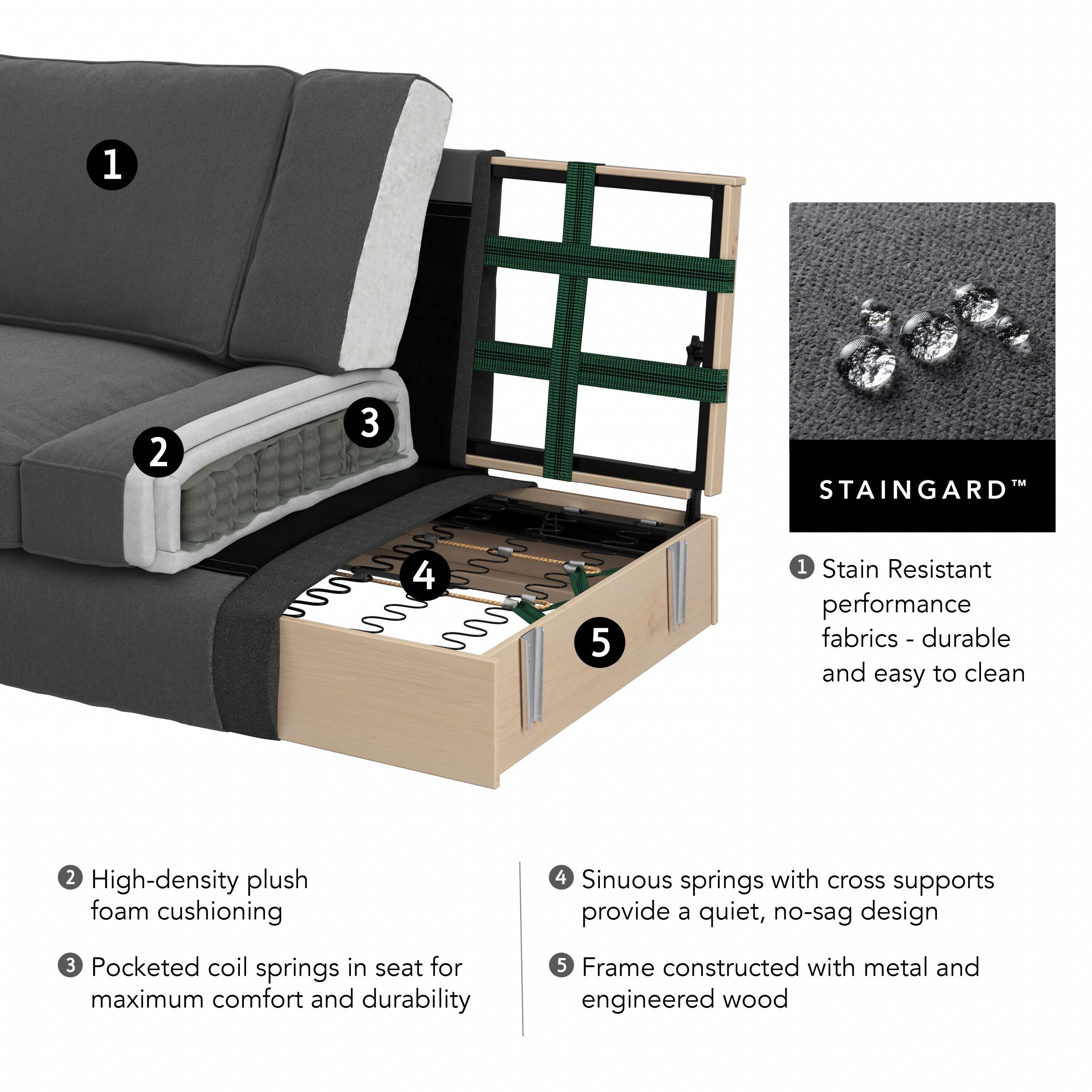 Bush Furniture Coventry 85W Large 3 Seater Living Room Sofa
