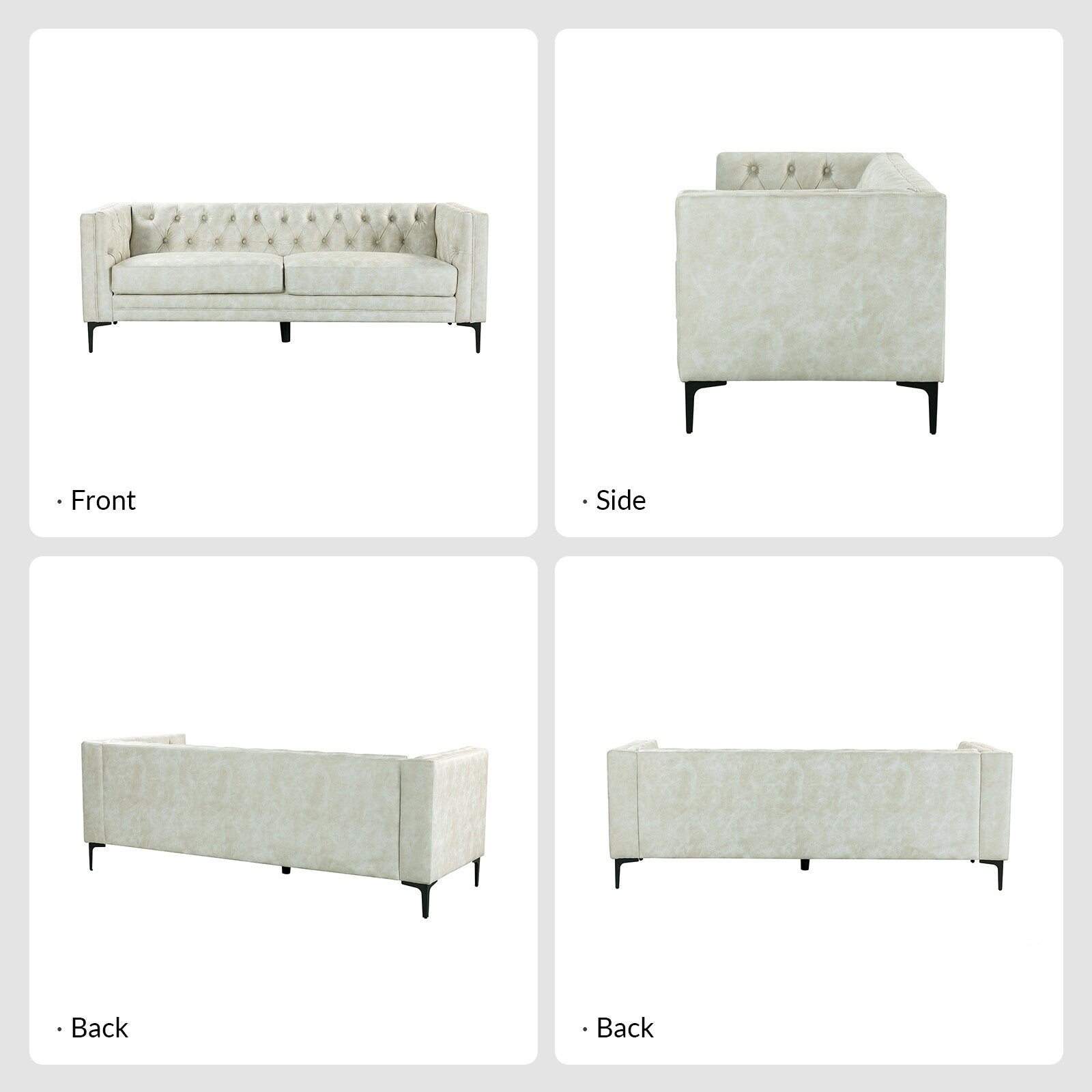 Calymne 84 Classic Square Arms Sofa with Button-Tufted Back by HULALA HOME
