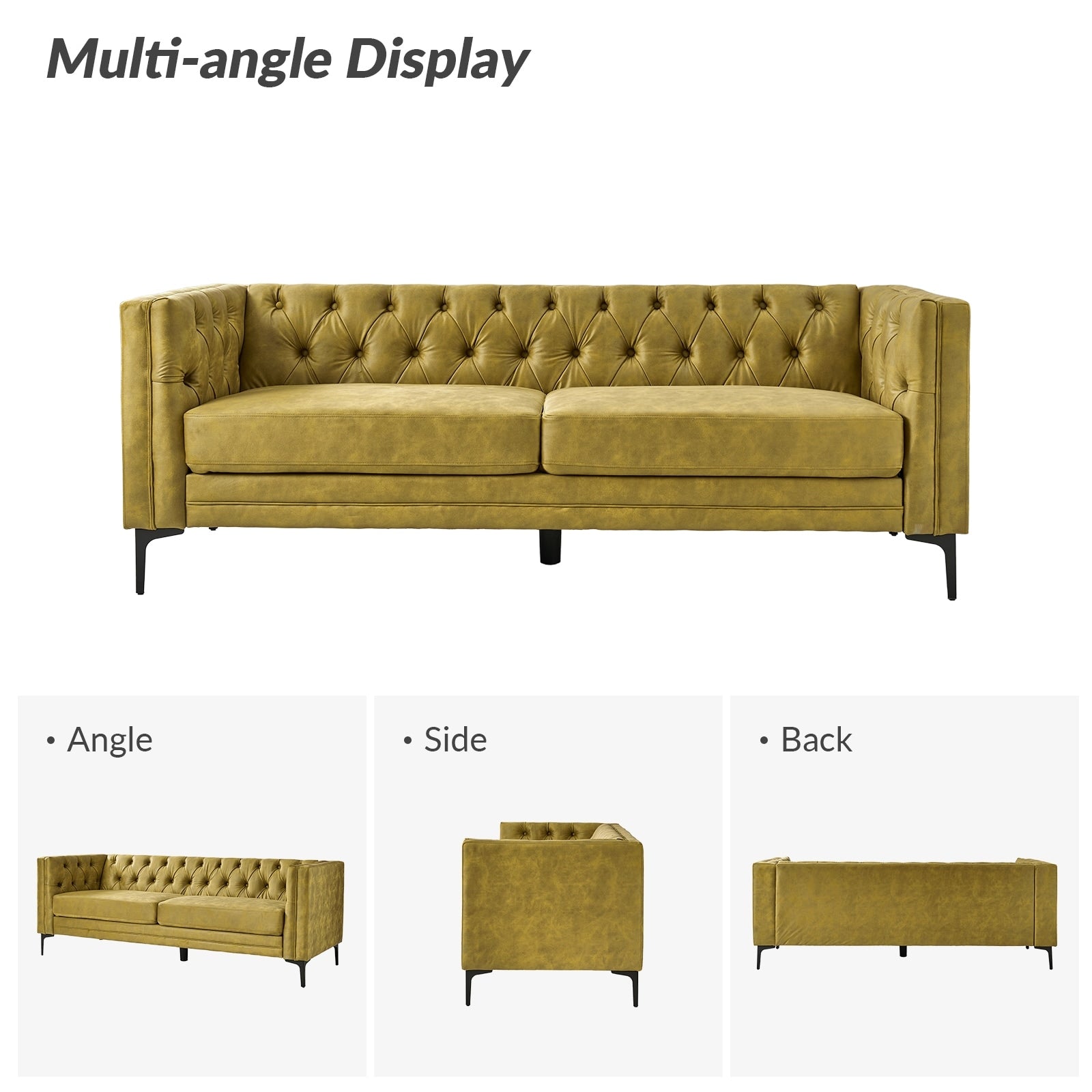 Calymne 84 Classic Square Arms Sofa with Button-Tufted Back by HULALA HOME