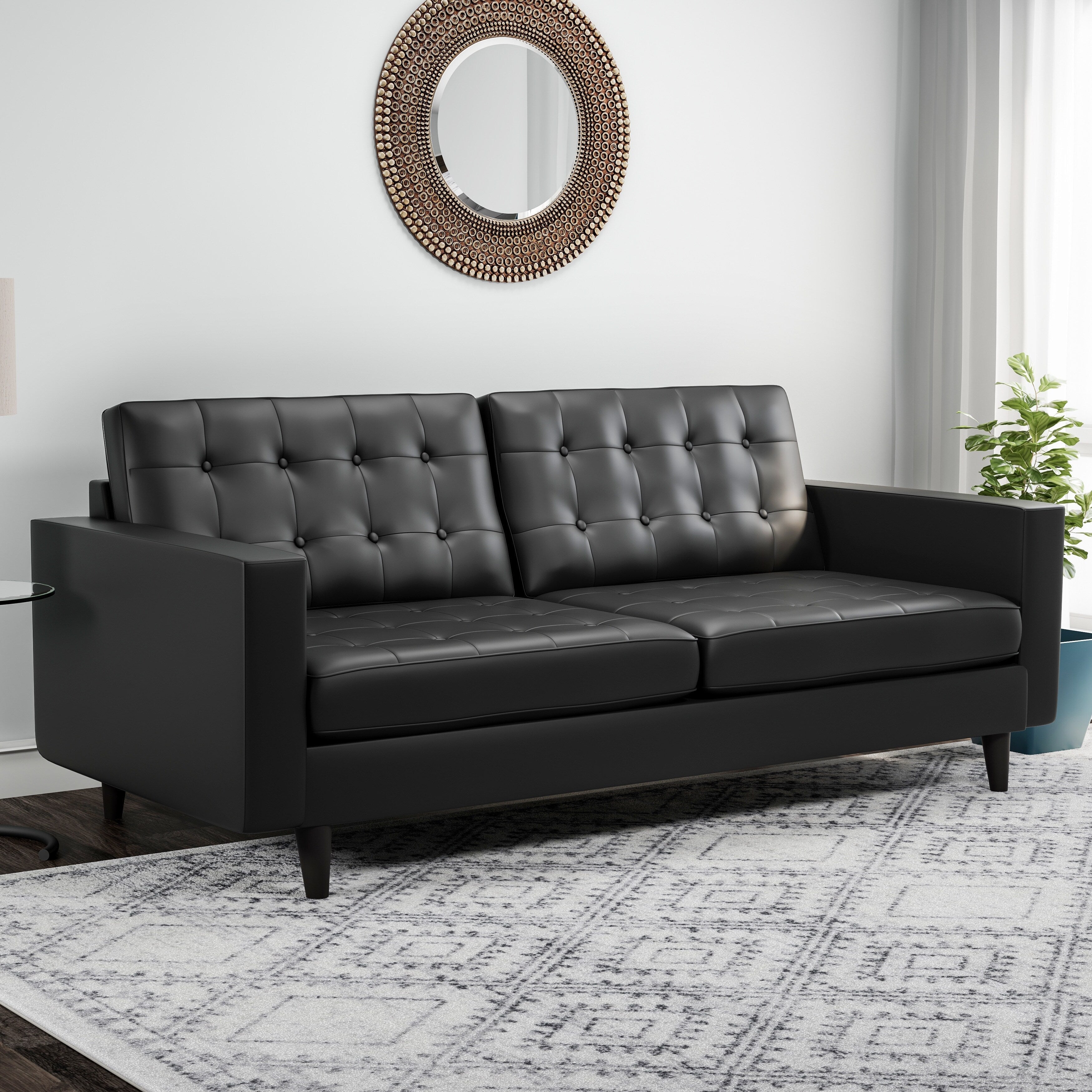 Carson Carrington Eggedal Tufted Bonded Leather Sofa
