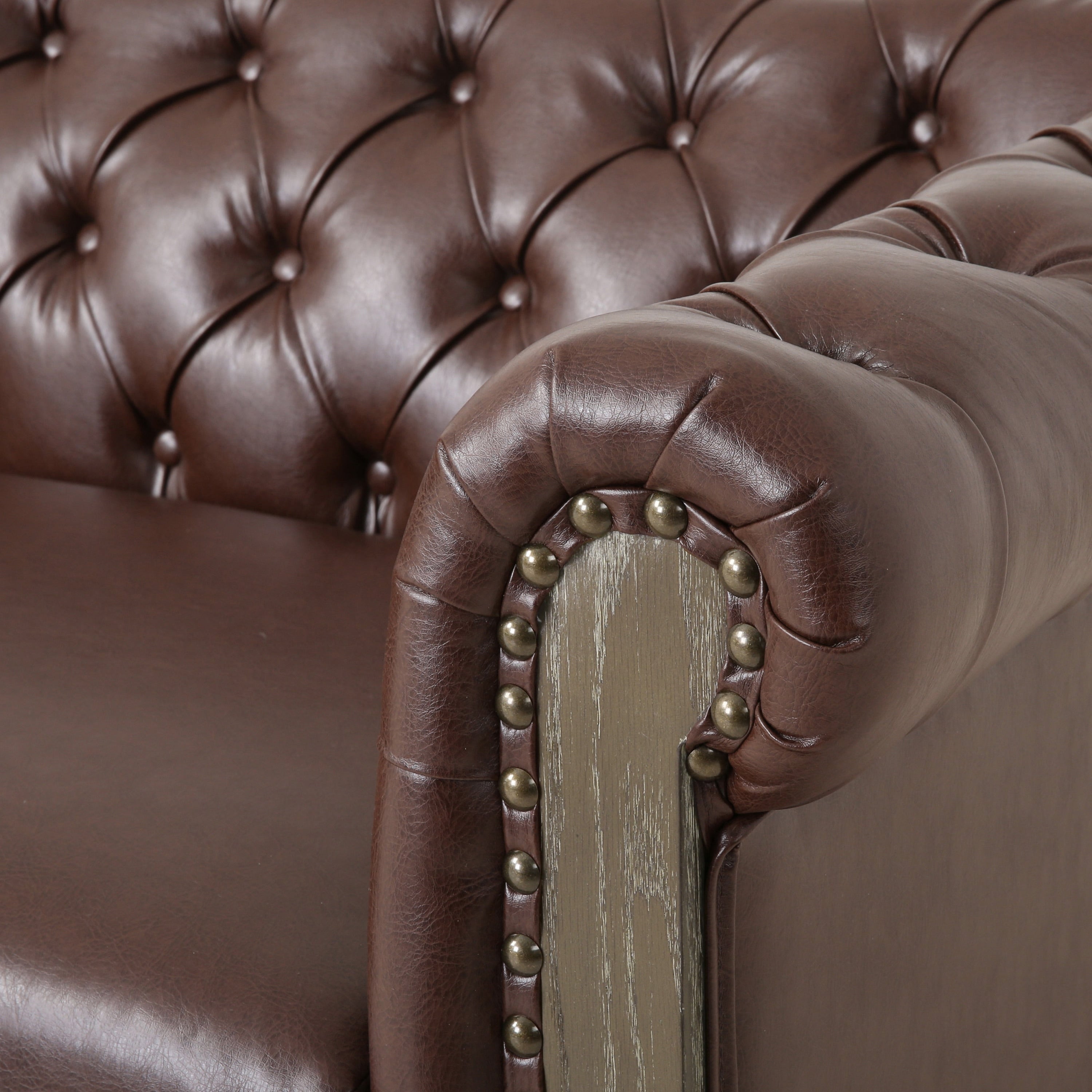 Castalia Nailhead Trim Chesterfield Sofa by Christopher Knight Home - 78.75 L x 33.50 W x 28.00 H