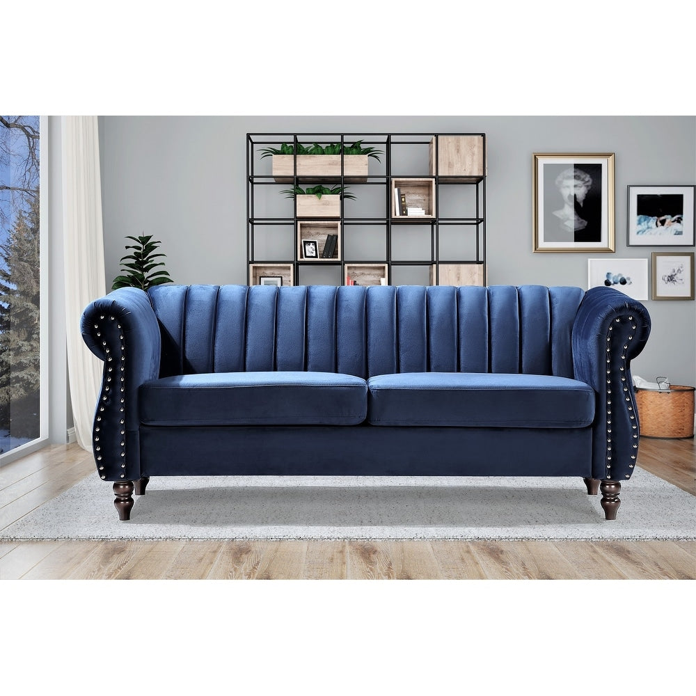 Charlot Velvet Chesterfield Rolled Arm Sofa