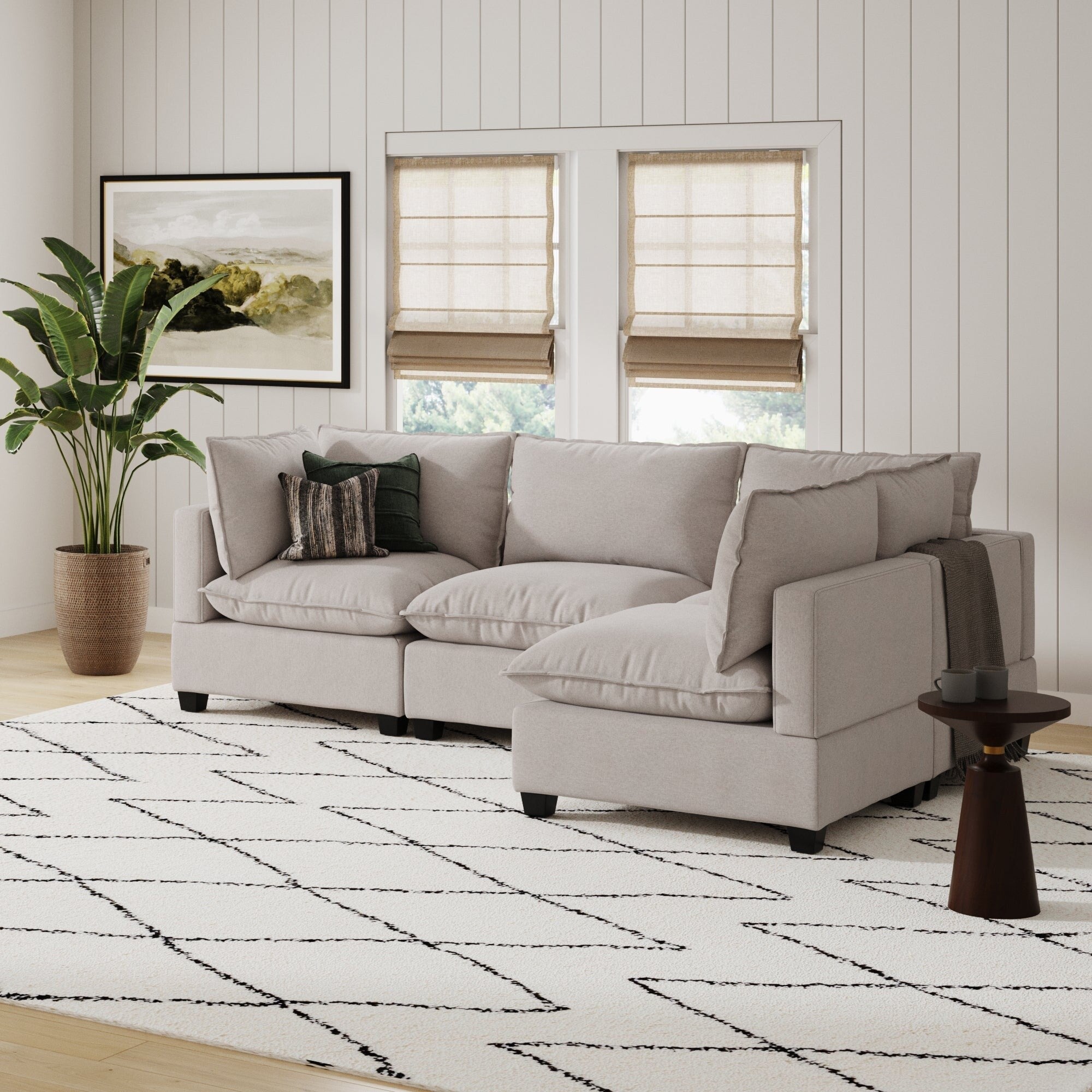 Chelsea Modern Cloud Modular Upholstered Sofa with Deep Seat and Plush Cushions