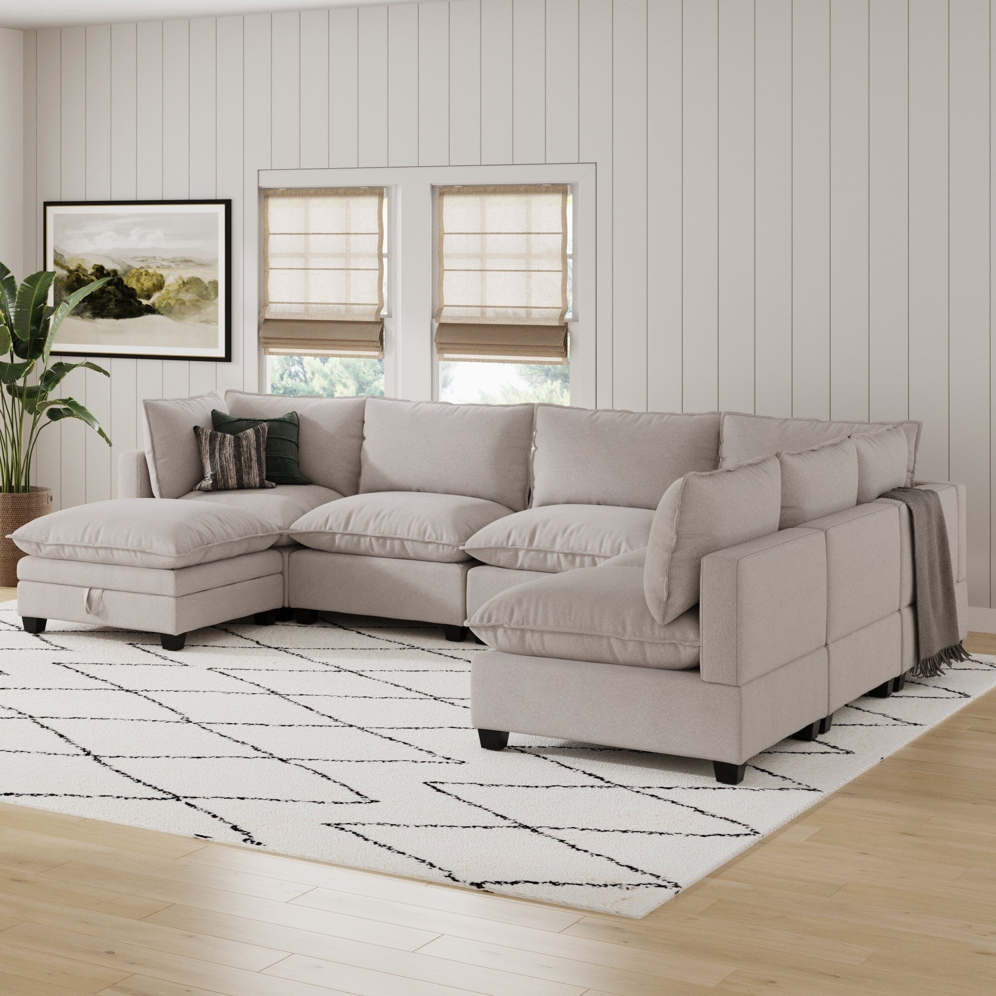 Chelsea Modern Cloud Modular Upholstered Sofa with Deep Seat and Plush Cushions