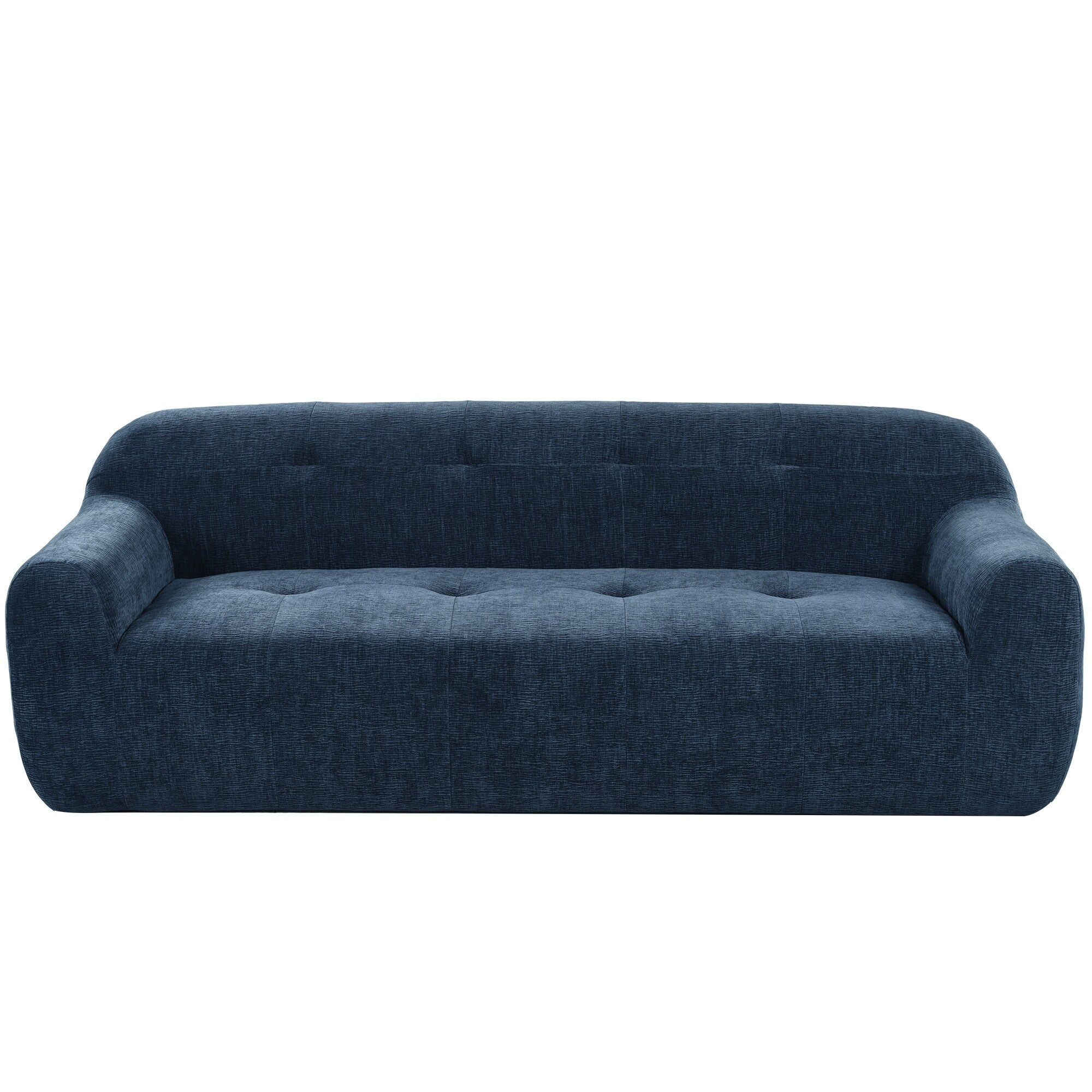 Chenille Fabric 3-Seater Sofa with Tufted Style and Full Sponge Compression Design