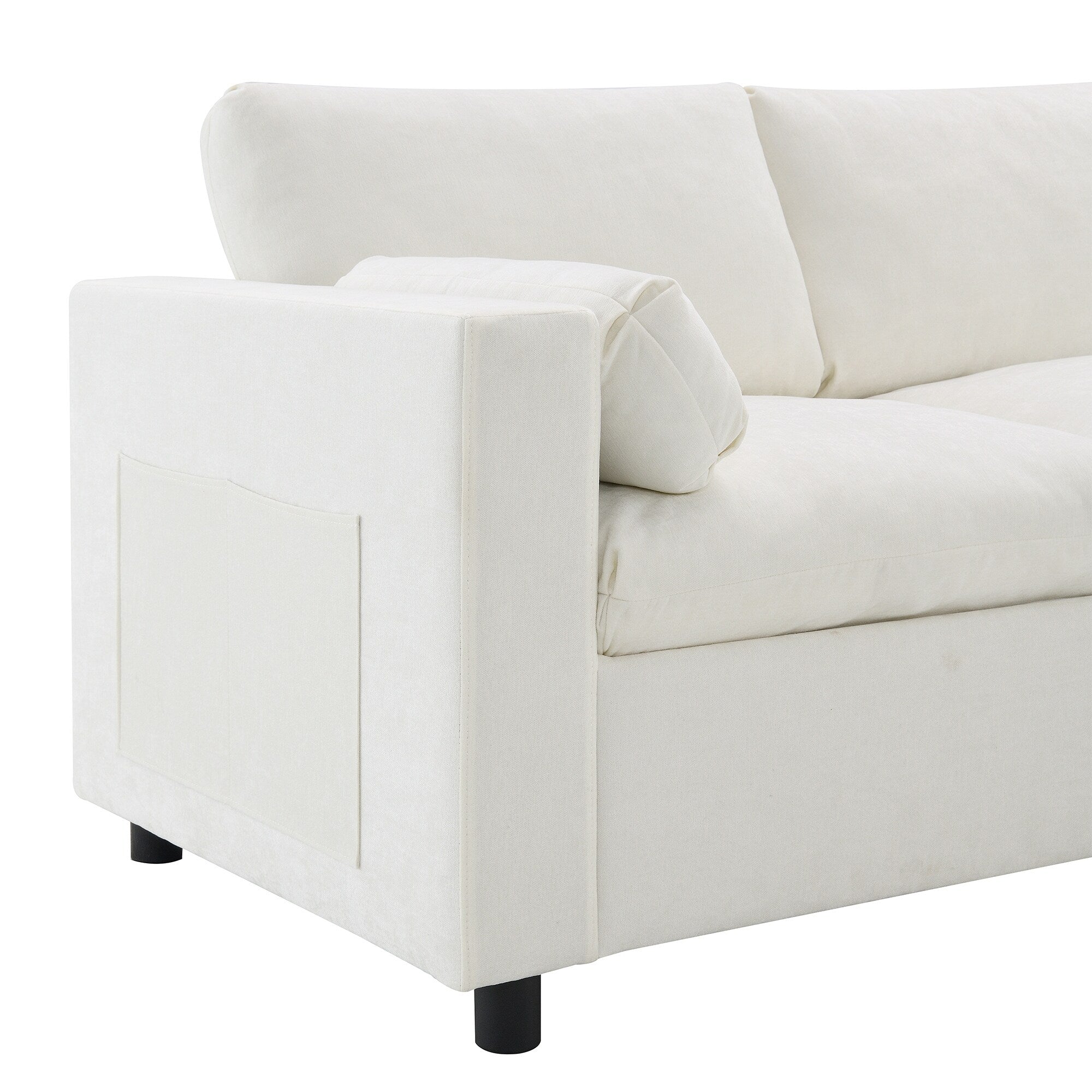 Chenille Modular Sectional Sofa With Storage Pockets, 5 Seat U Shaped Couch Set With Pillows,Cloud Sofa With 2 Movable Ottoman