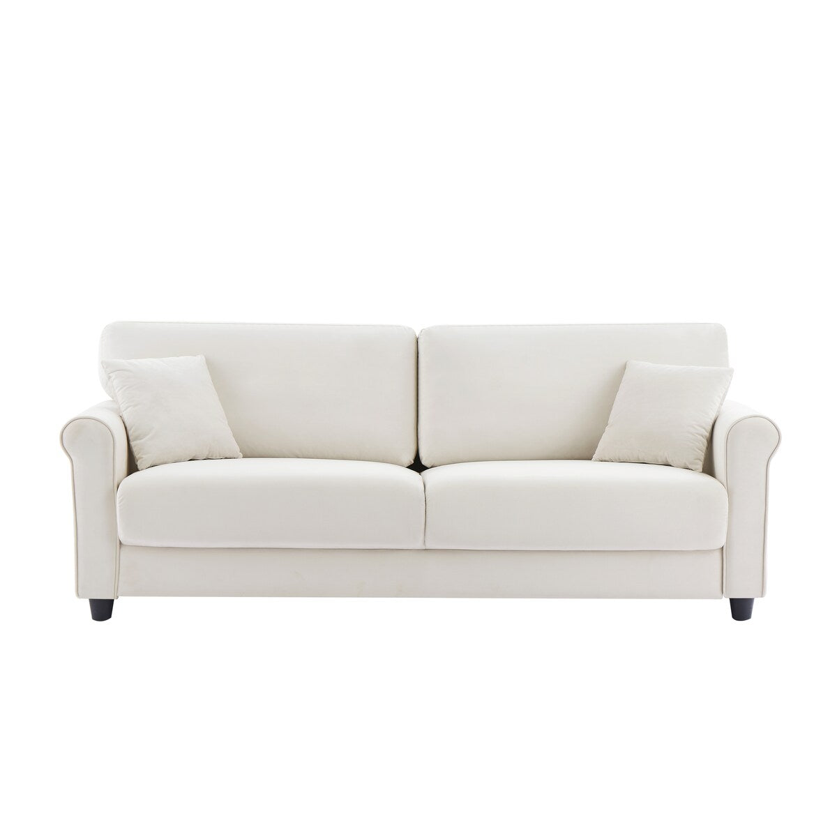 Classic Velvet Sofa Couch with Hardwood Frame, Upholstered Couch, Rounded Arms