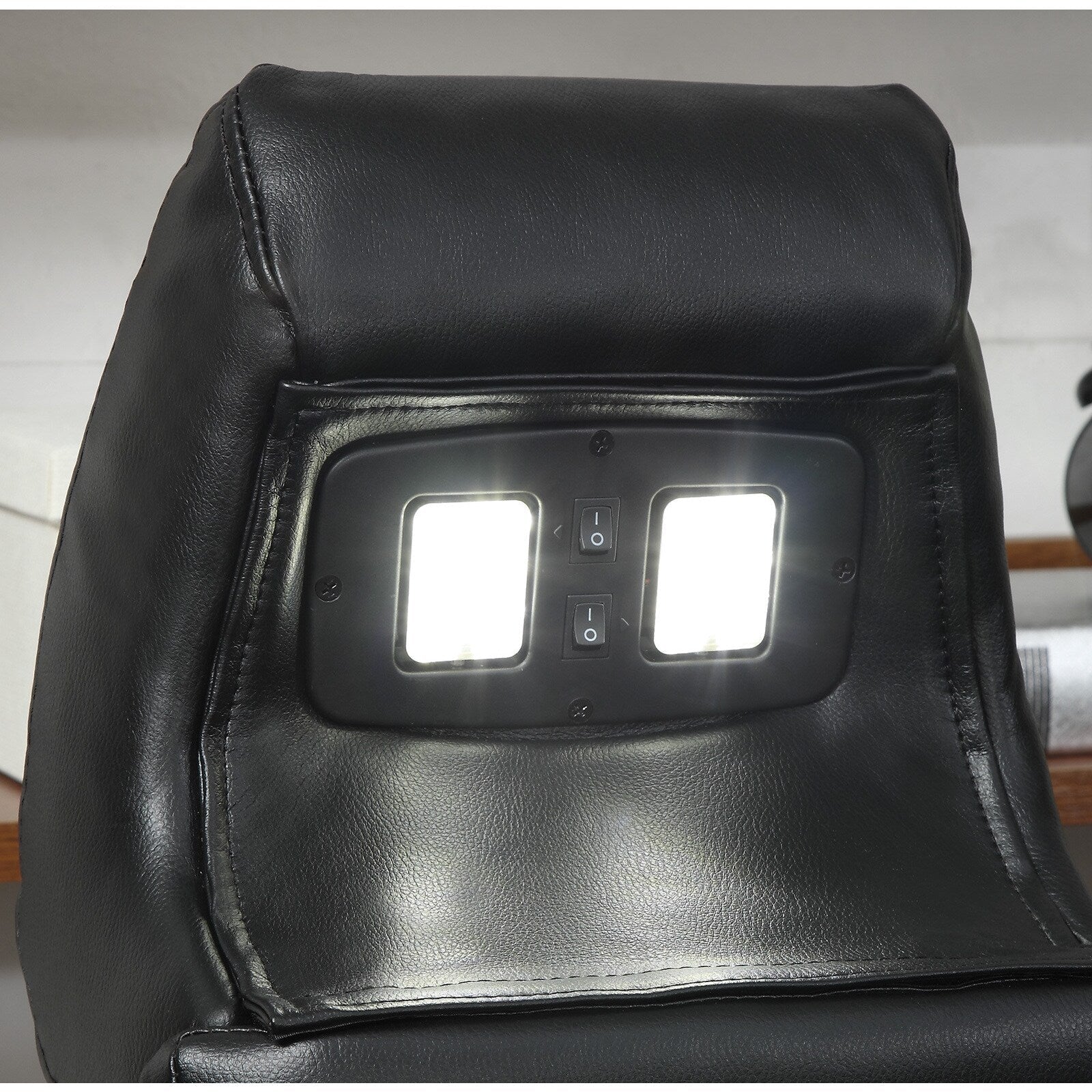 Delange Black Leatherette Power Sofa with Headrests