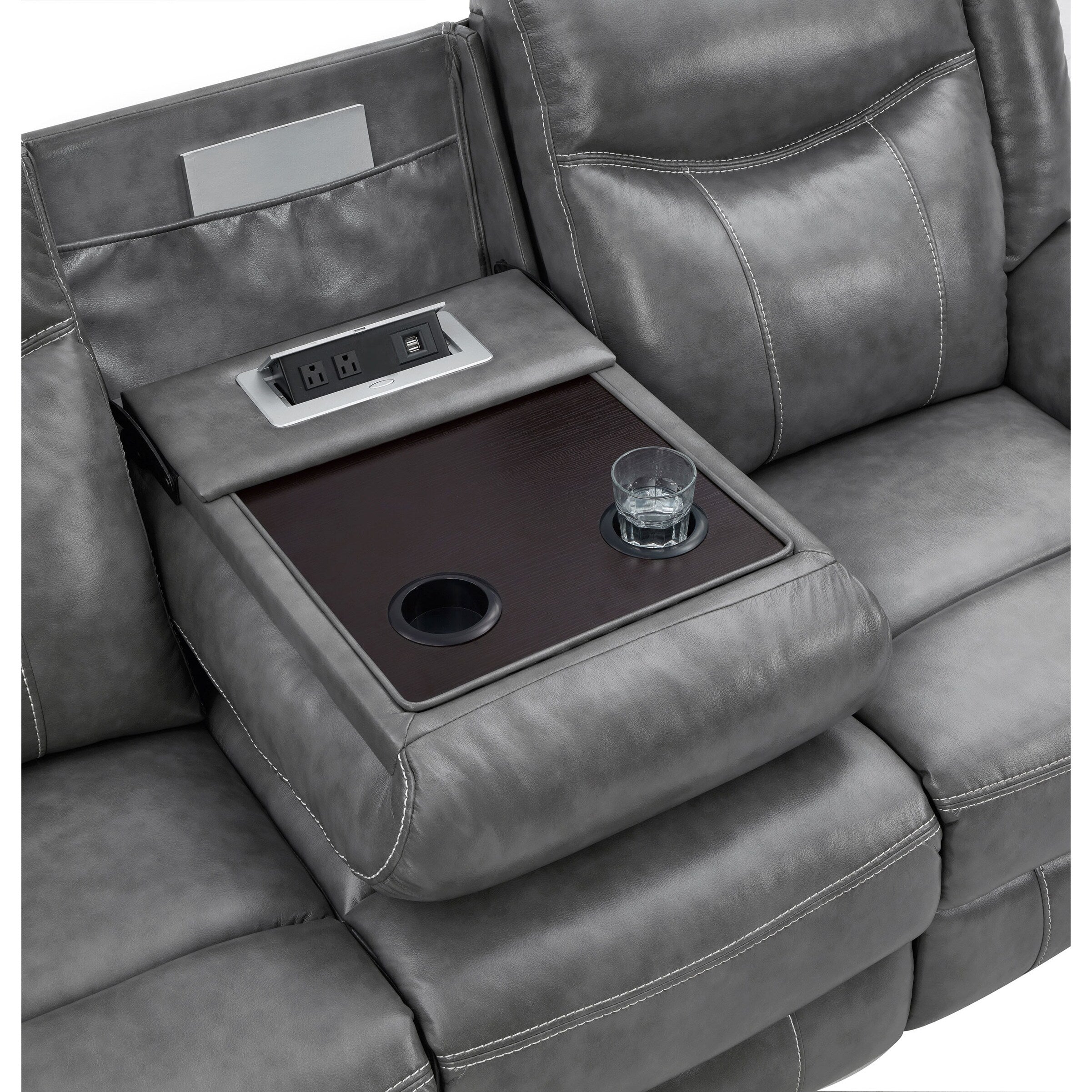Conrad Upholstered Padded Arm Motion Sofa Grey
