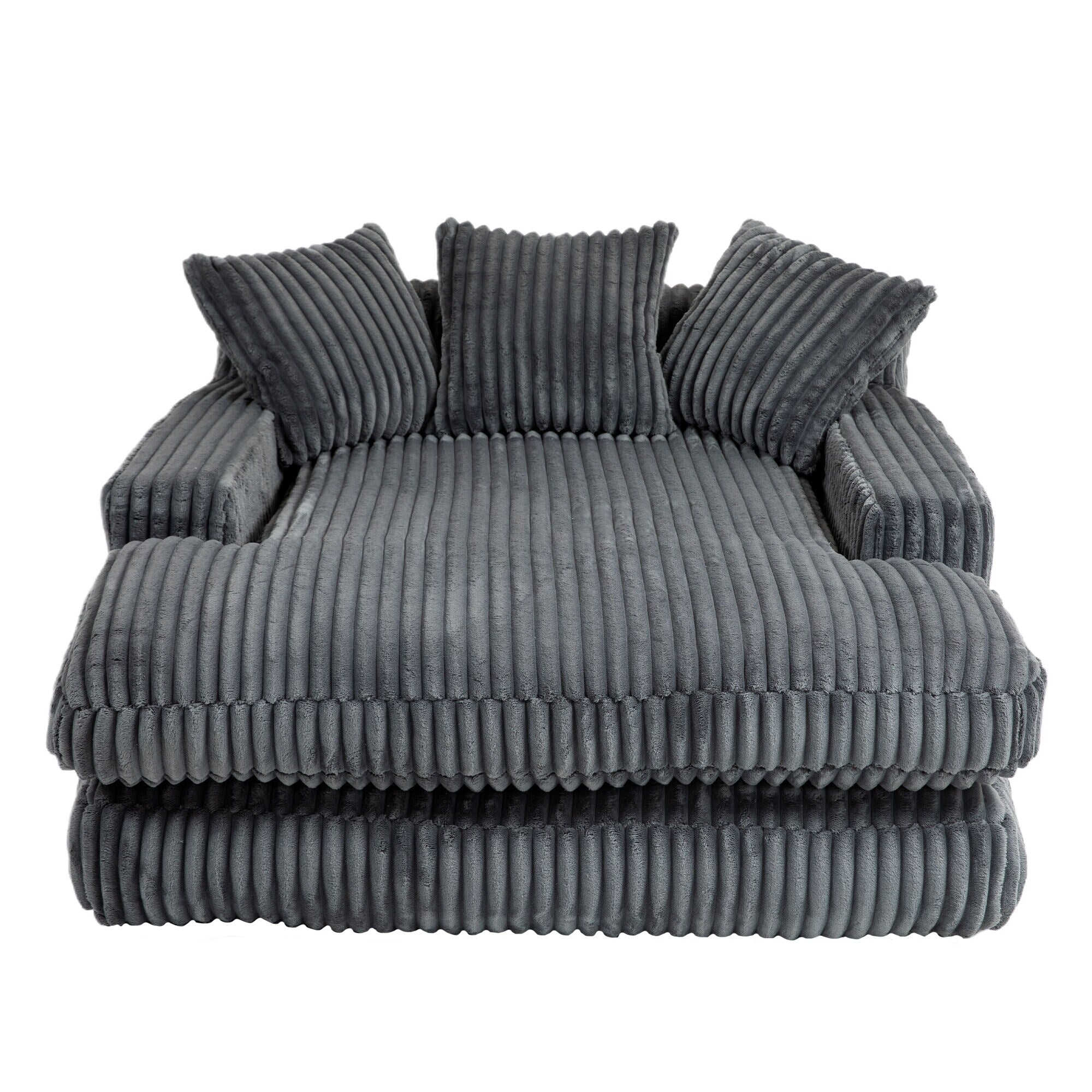 Corduroy Sleeper Sofa with High-Elastic Sponge Cushioning, No-Install Couch for Living Room