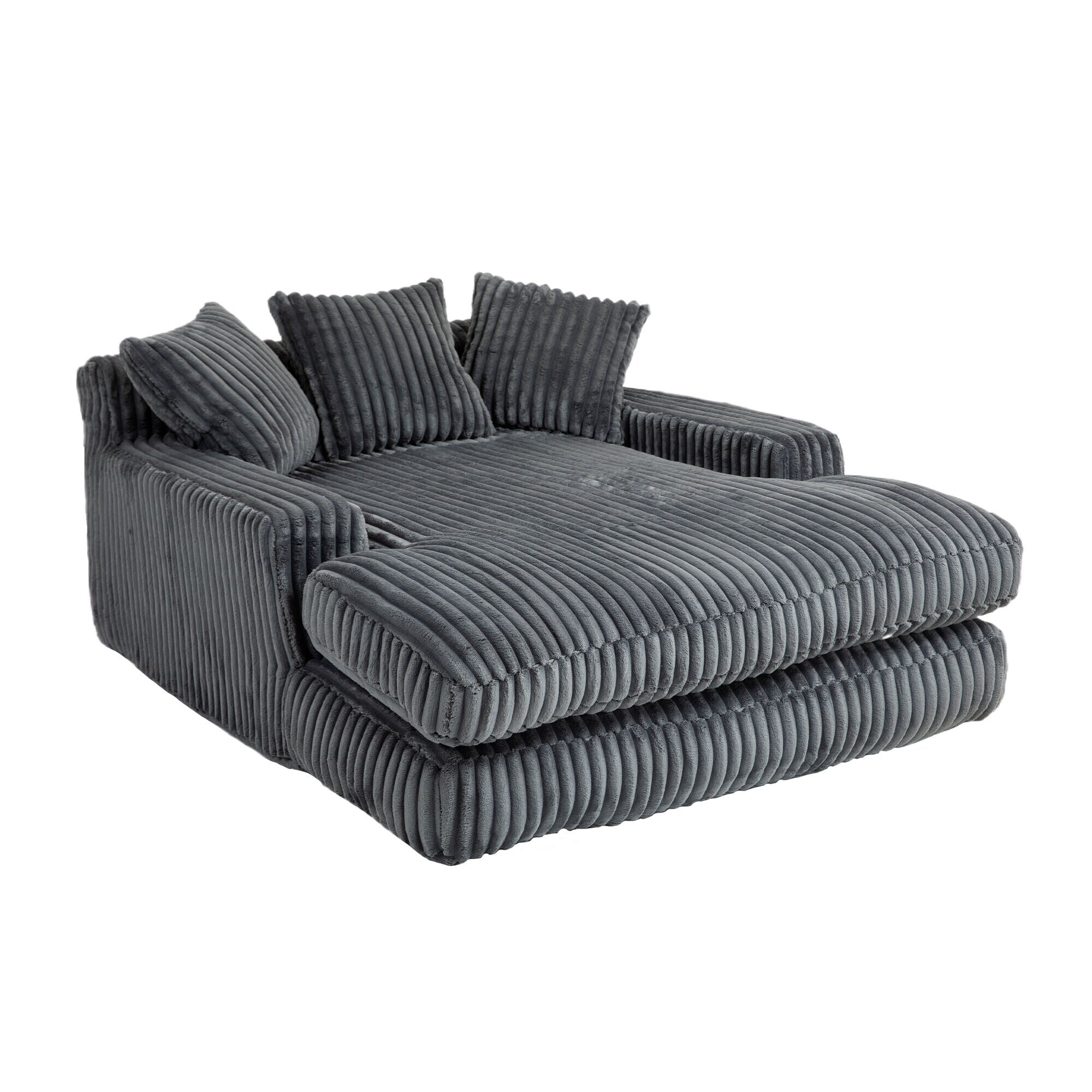 Corduroy Sleeper Sofa with High-Elastic Sponge Cushioning, No-Install Couch for Living Room