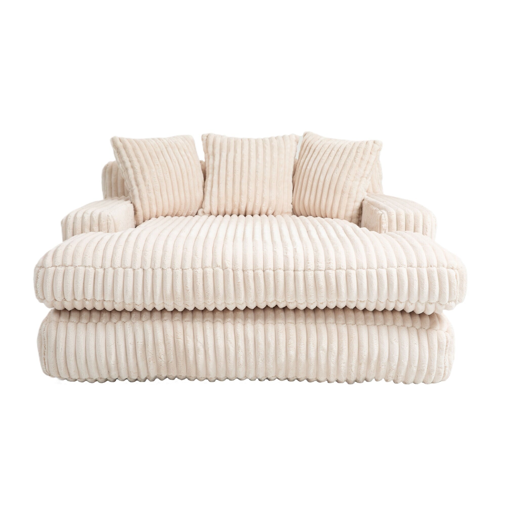 Corduroy Sleeper Sofa with High-Elastic Sponge Cushioning, No-Install Couch for Living Room