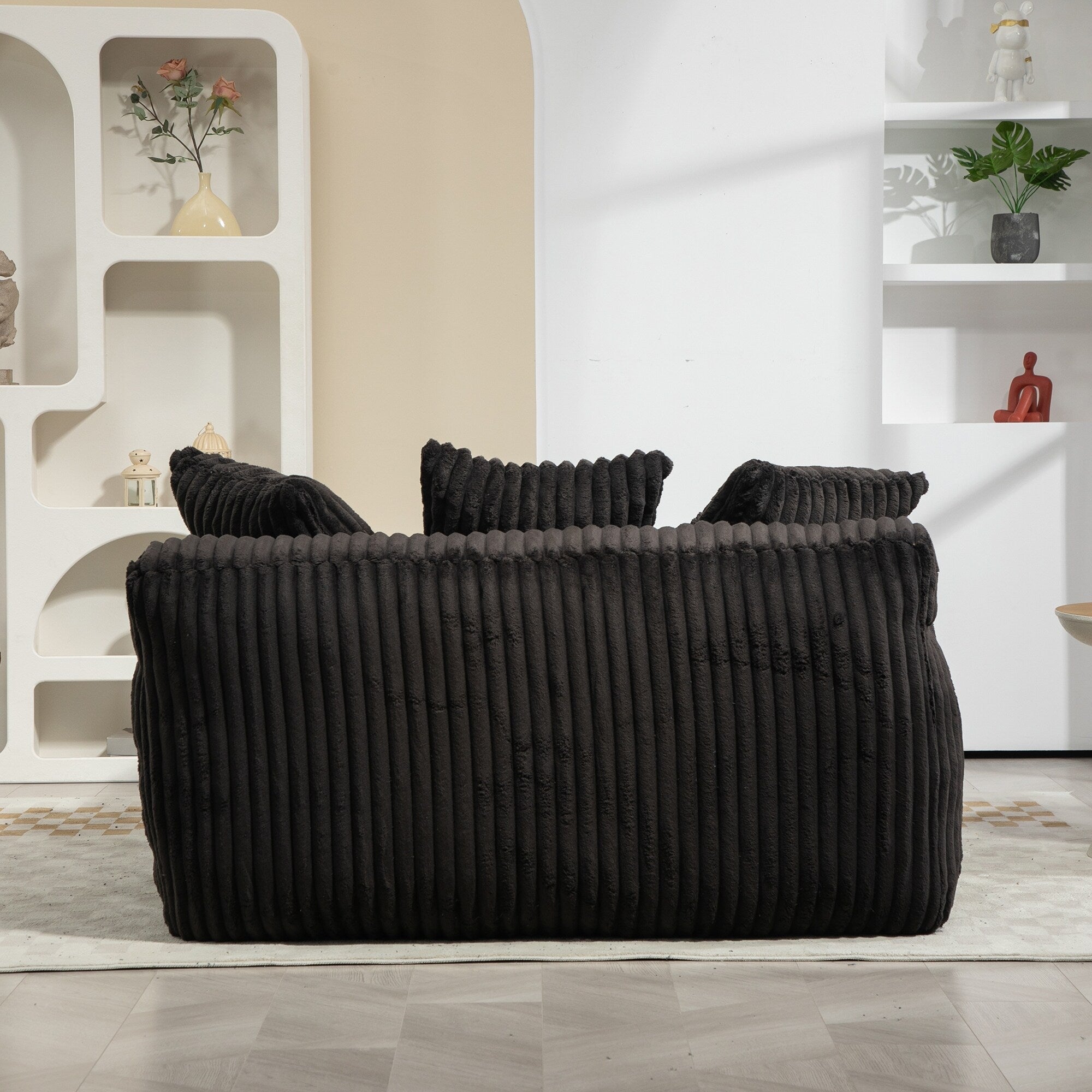 Corduroy Sleeper Sofa with High-Elastic Sponge Cushioning, No-Install Couch for Living Room