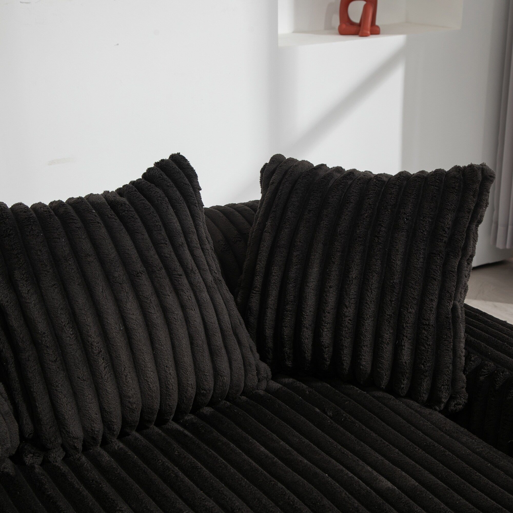Corduroy Sleeper Sofa with High-Elastic Sponge Cushioning, No-Install Couch for Living Room