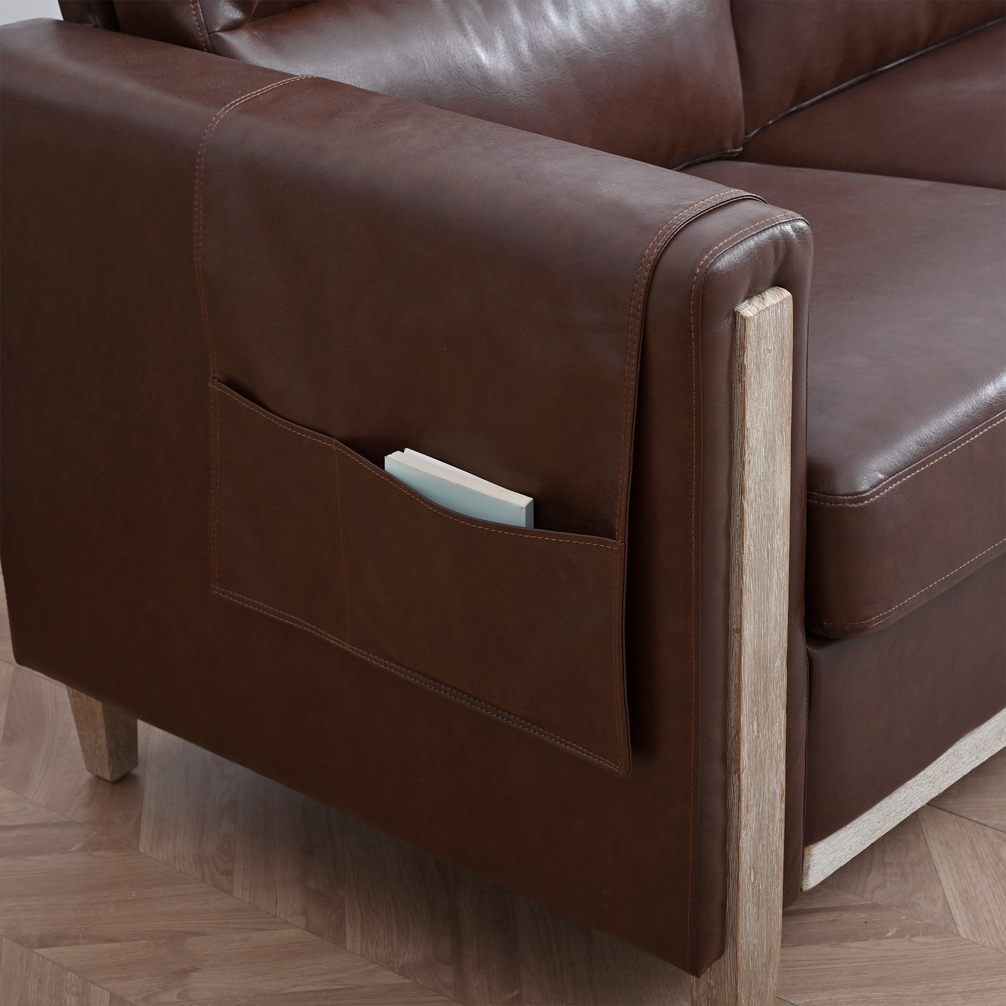 Comfortable Solid Wood Upholstered Three-Seater Sofa - 31.30 x 79.53 x 35.43