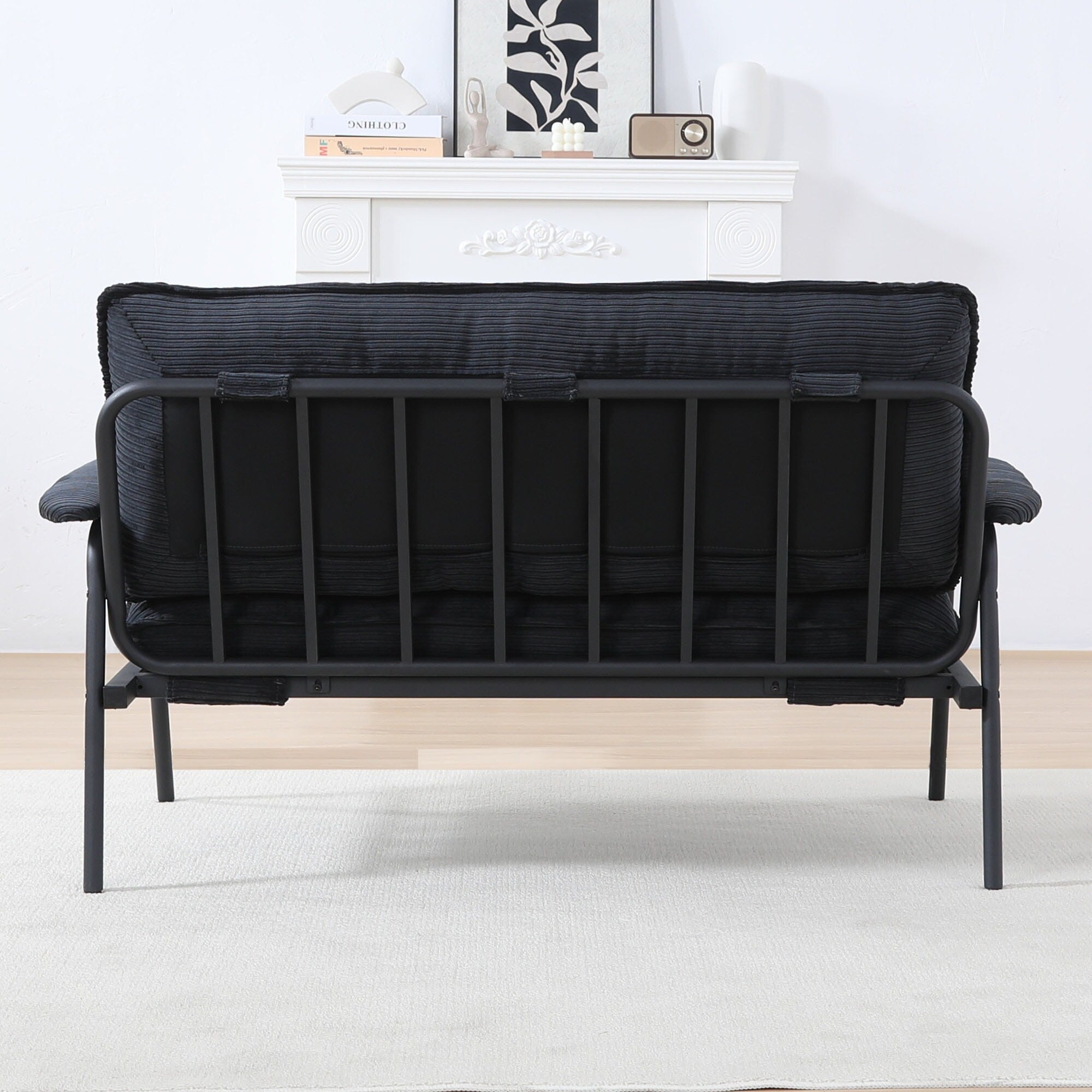Contemporary 2-Seat Sofa 53 Inch Compact Design Metal Frame Polyester Blend for Apartments