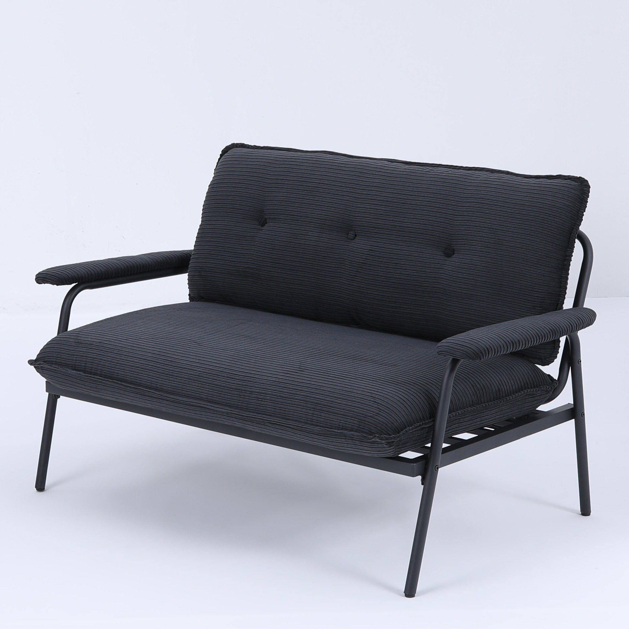 Contemporary 2-Seat Sofa 53 Inch Compact Design Metal Frame Polyester Blend for Apartments