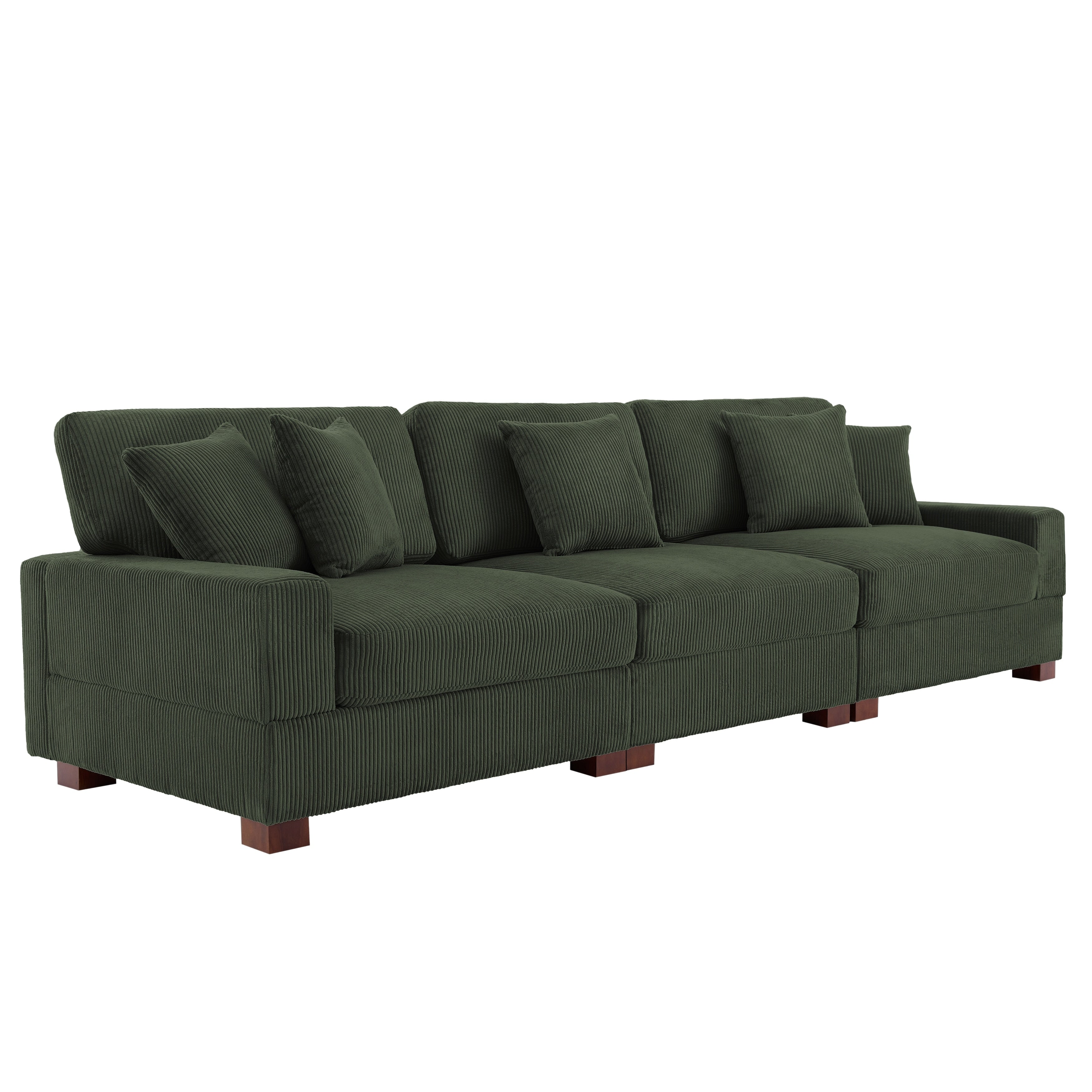 Corduroy Couch Modular Sectional Sofa with Pillows