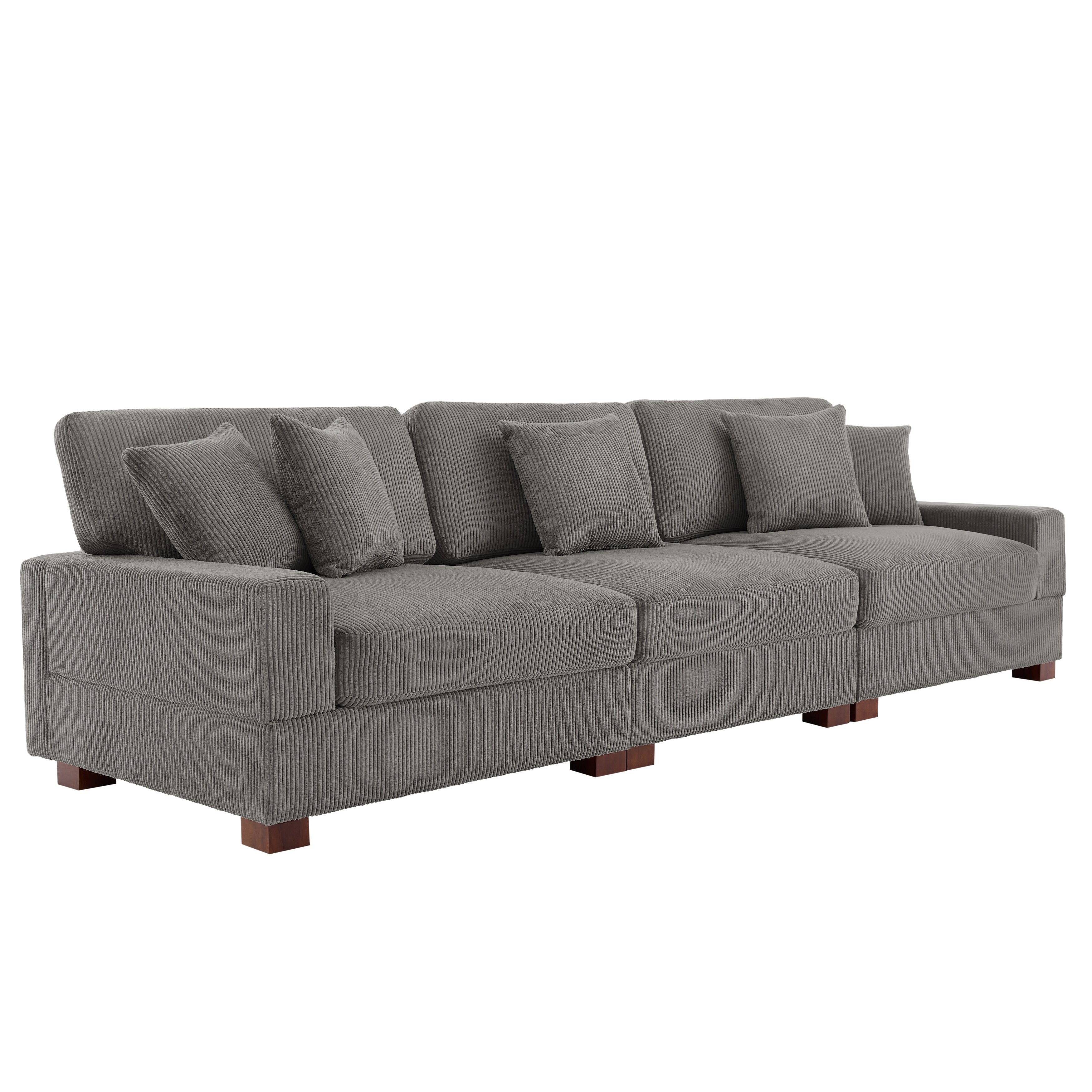 Corduroy Couch Modular Sectional Sofa with Pillows
