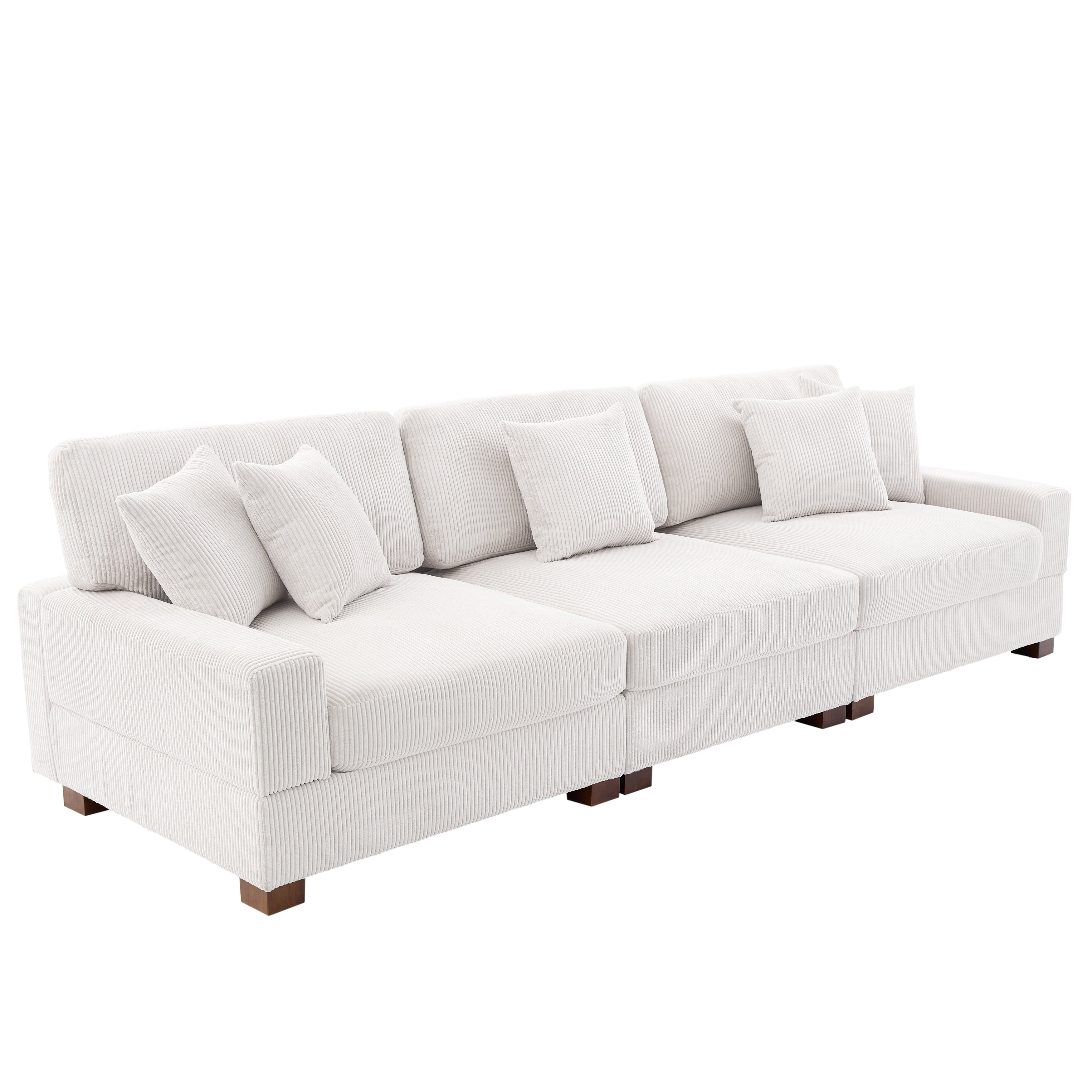 Corduroy Couch Modular Sectional Sofa with Pillows