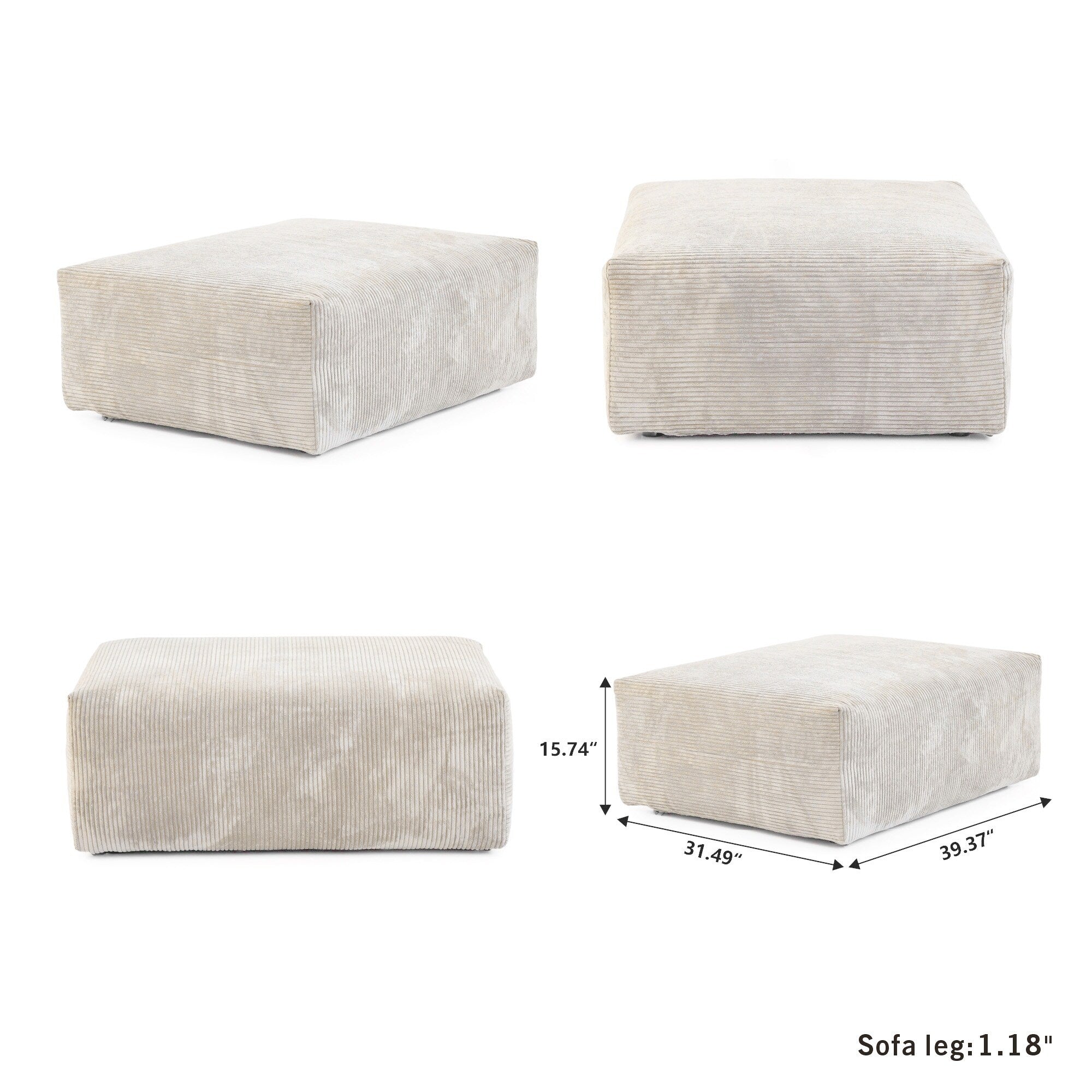 Corduroy Sofa Couch Ottoman