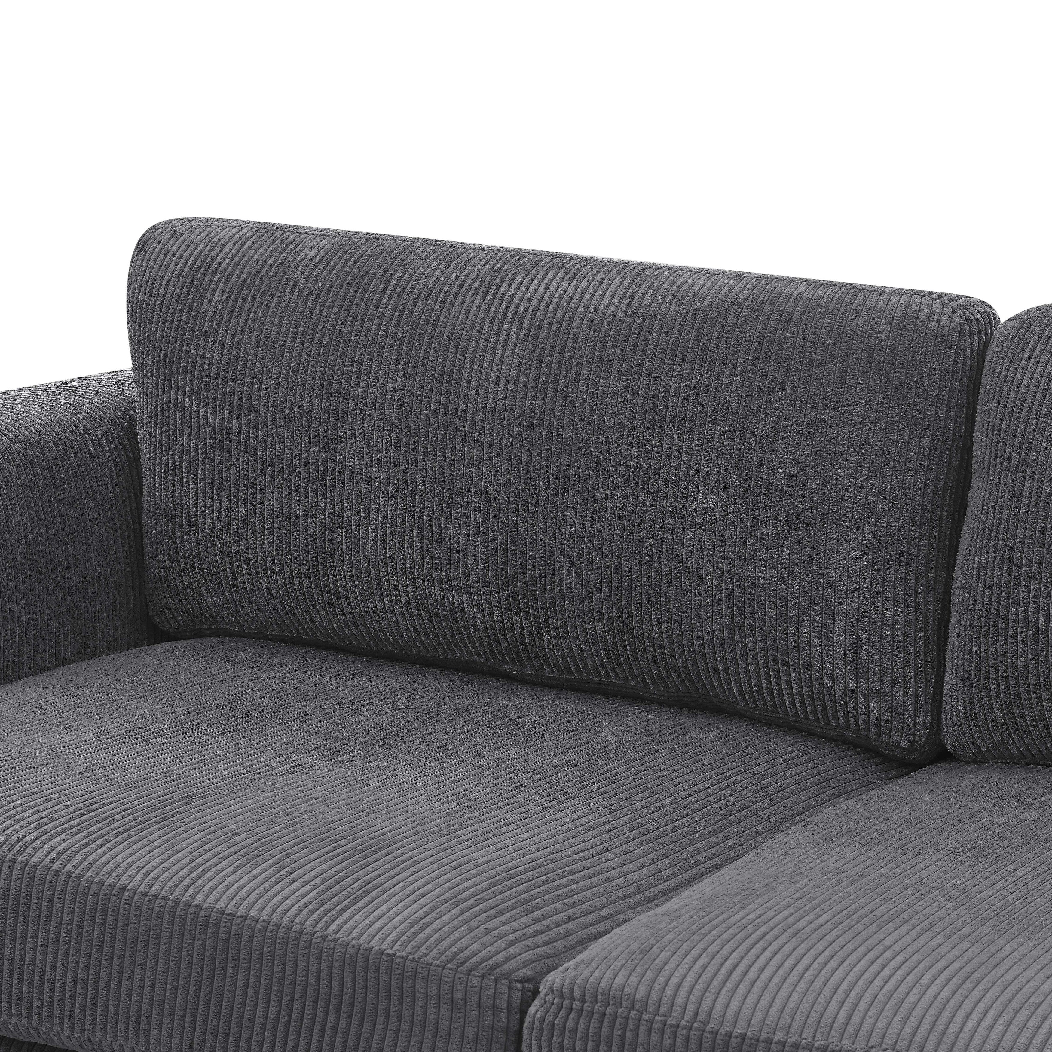 Corduroy Upholstered Skirted Sofa - 39 D x 84.5 W x 33 H