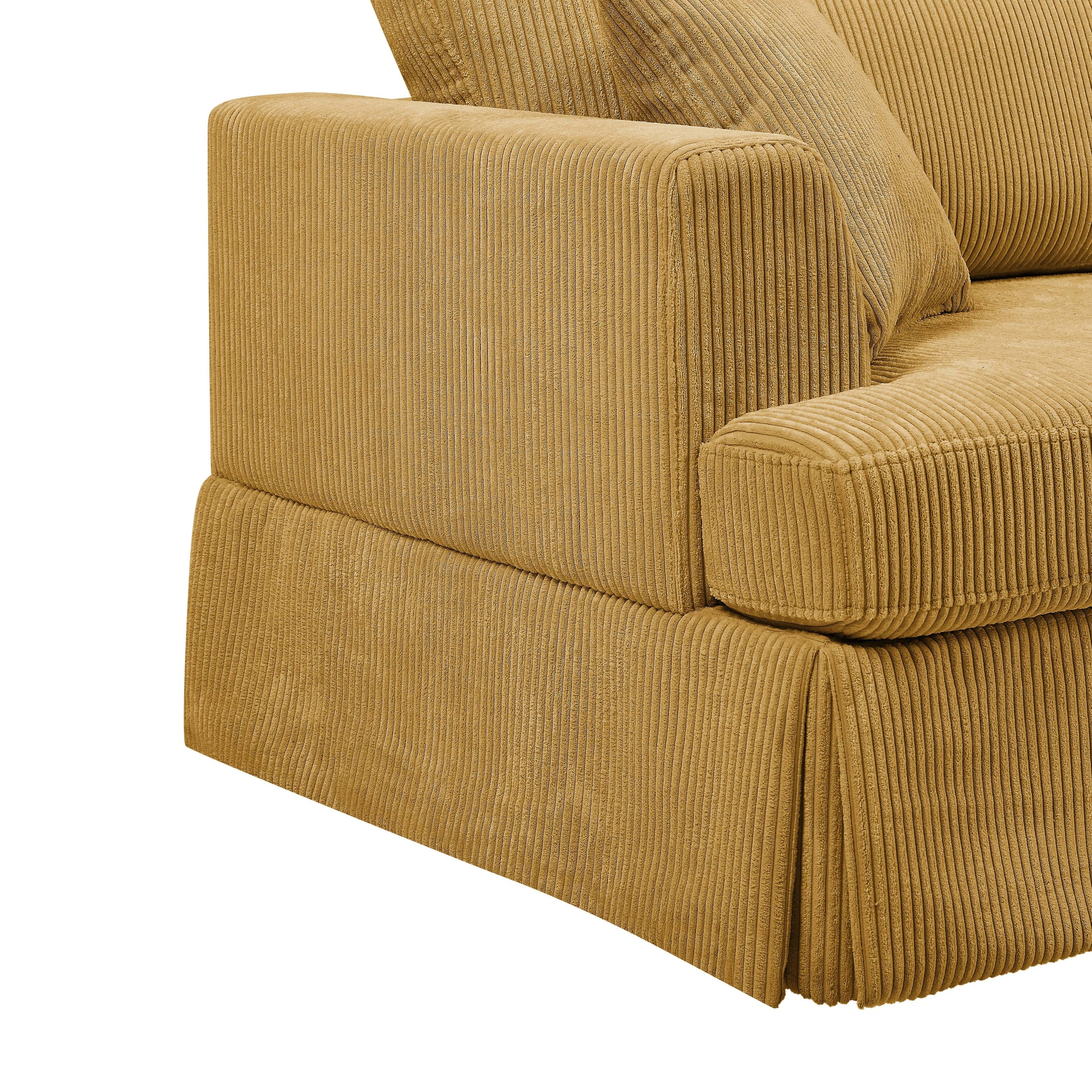 Corduroy Upholstered Skirted Sofa - 39 D x 84.5 W x 33 H