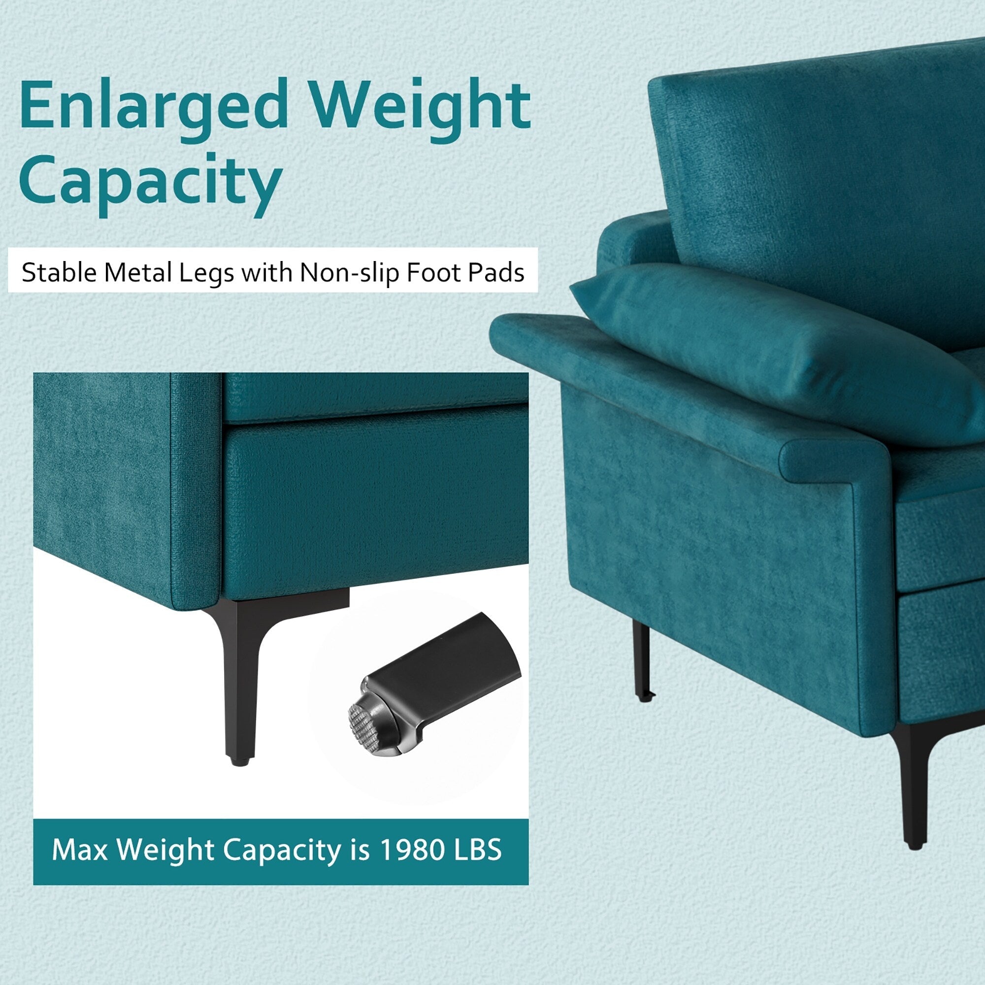 Costway Modern Modular Fabric 3-Seat Sofa Couch Living Room Furniture - See Details